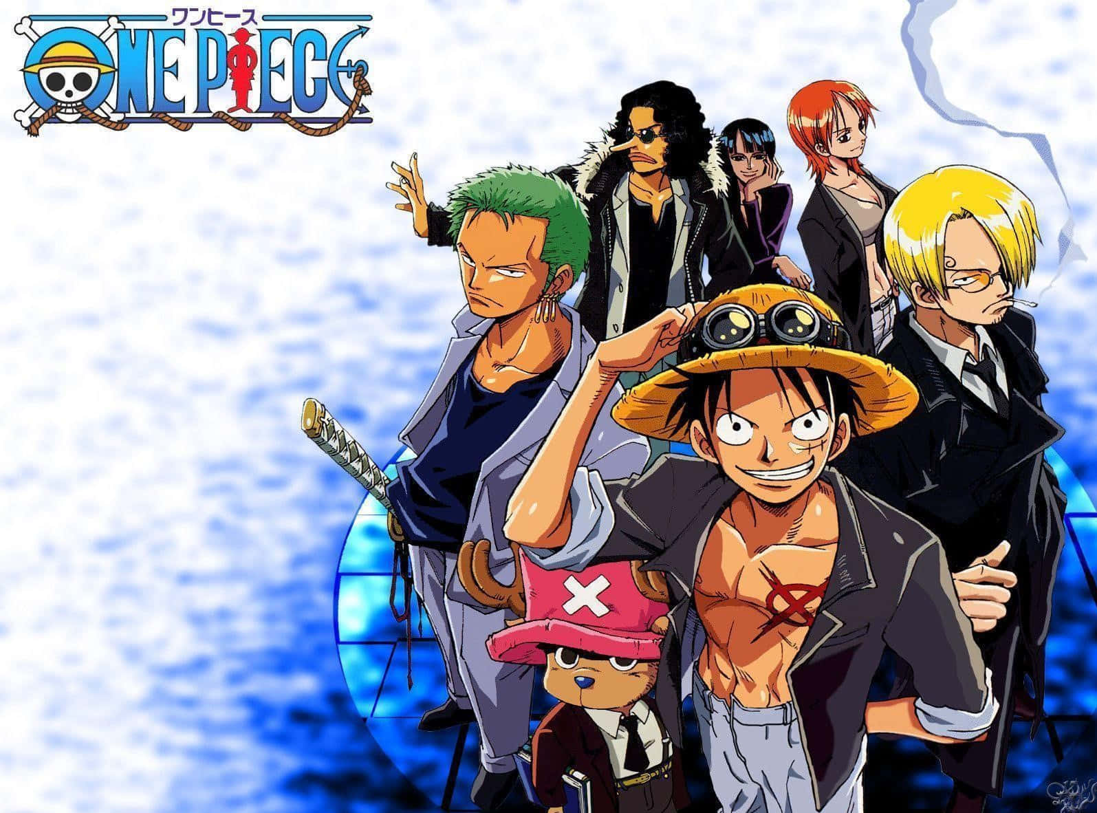 Аніме One Piece синє та біле Шпалери