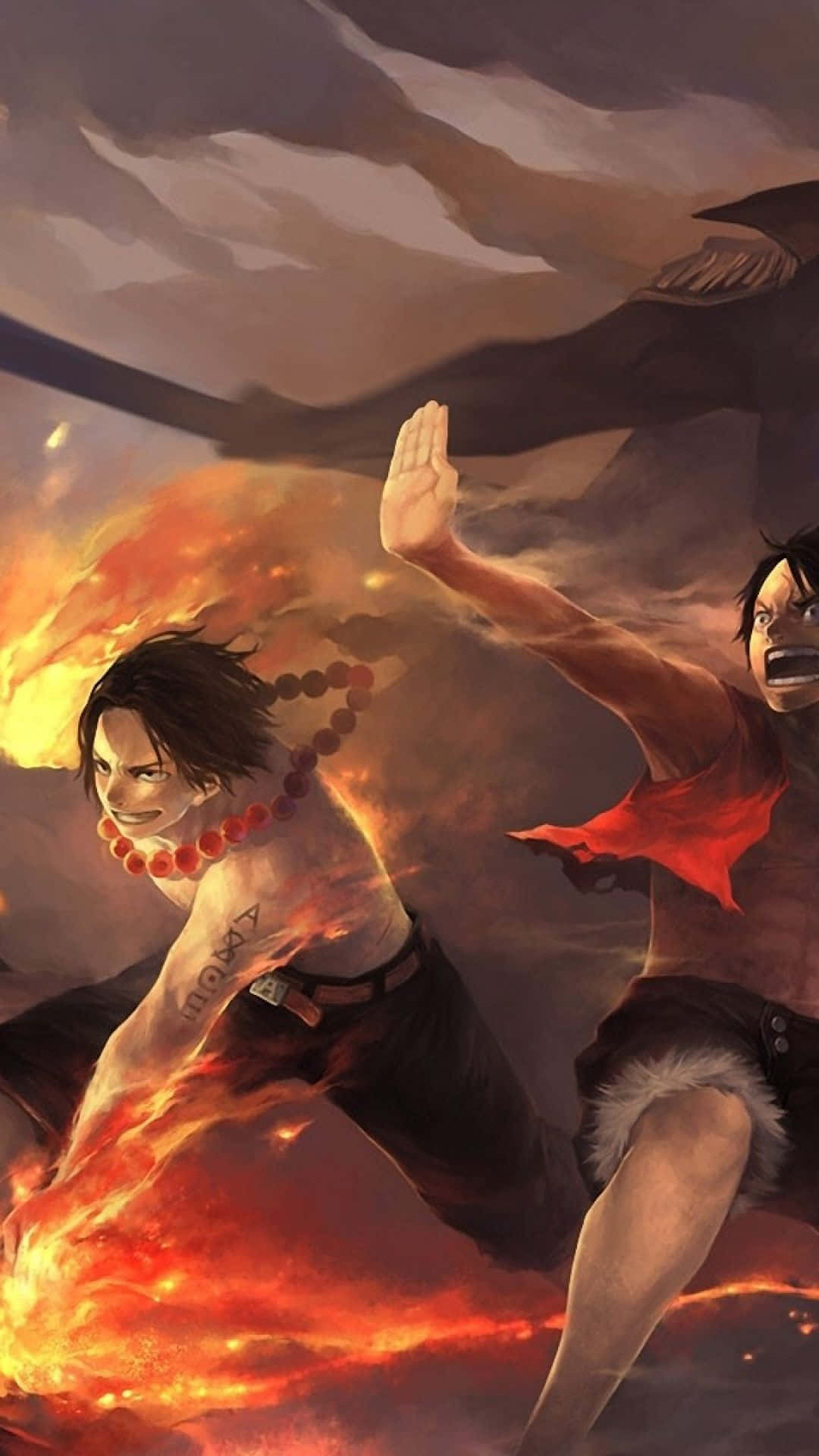 One Piece Ейс і Луфі телефон Шпалери