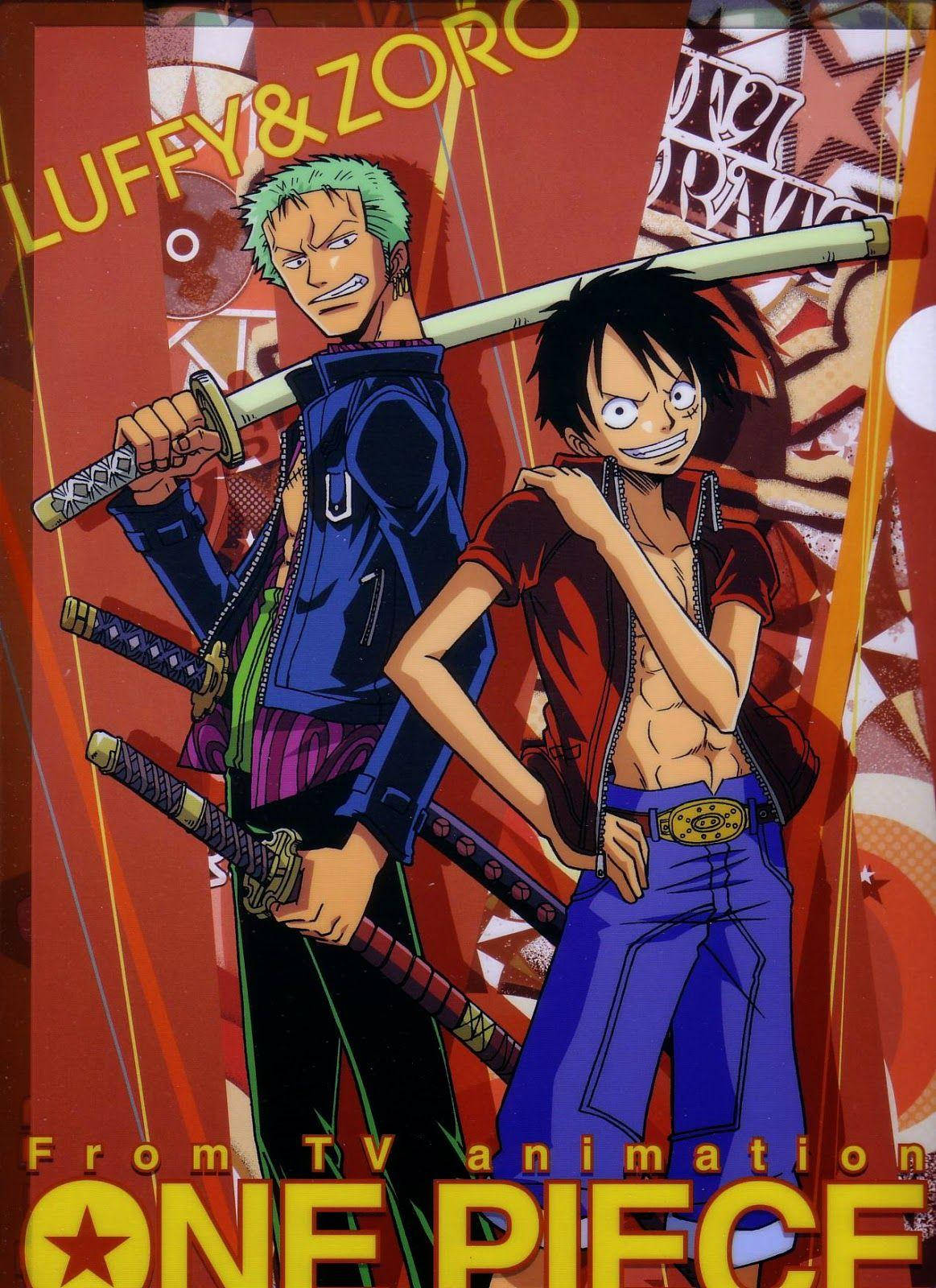 Луффі та Зоро спиною до спини One Piece Шпалери