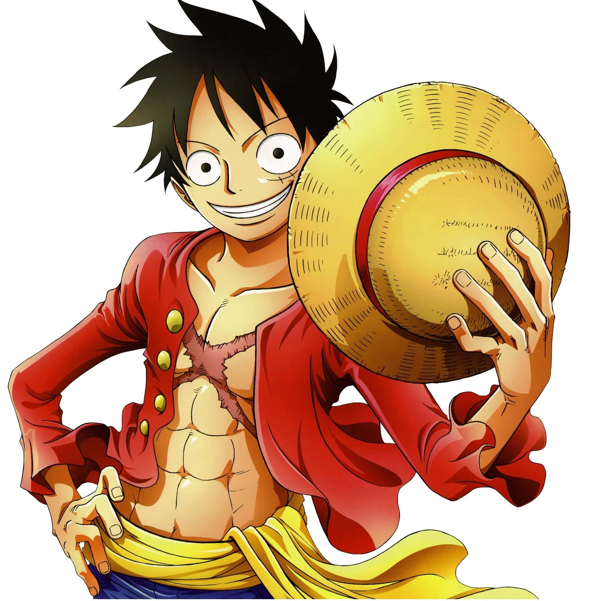 Епічний Луфі з One Piece тримає солом'яний капелюх Шпалери