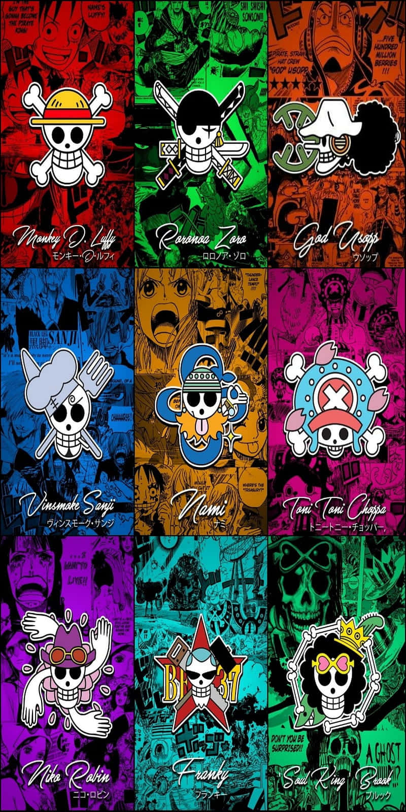 Коллаж з логотипом One Piece Шпалери