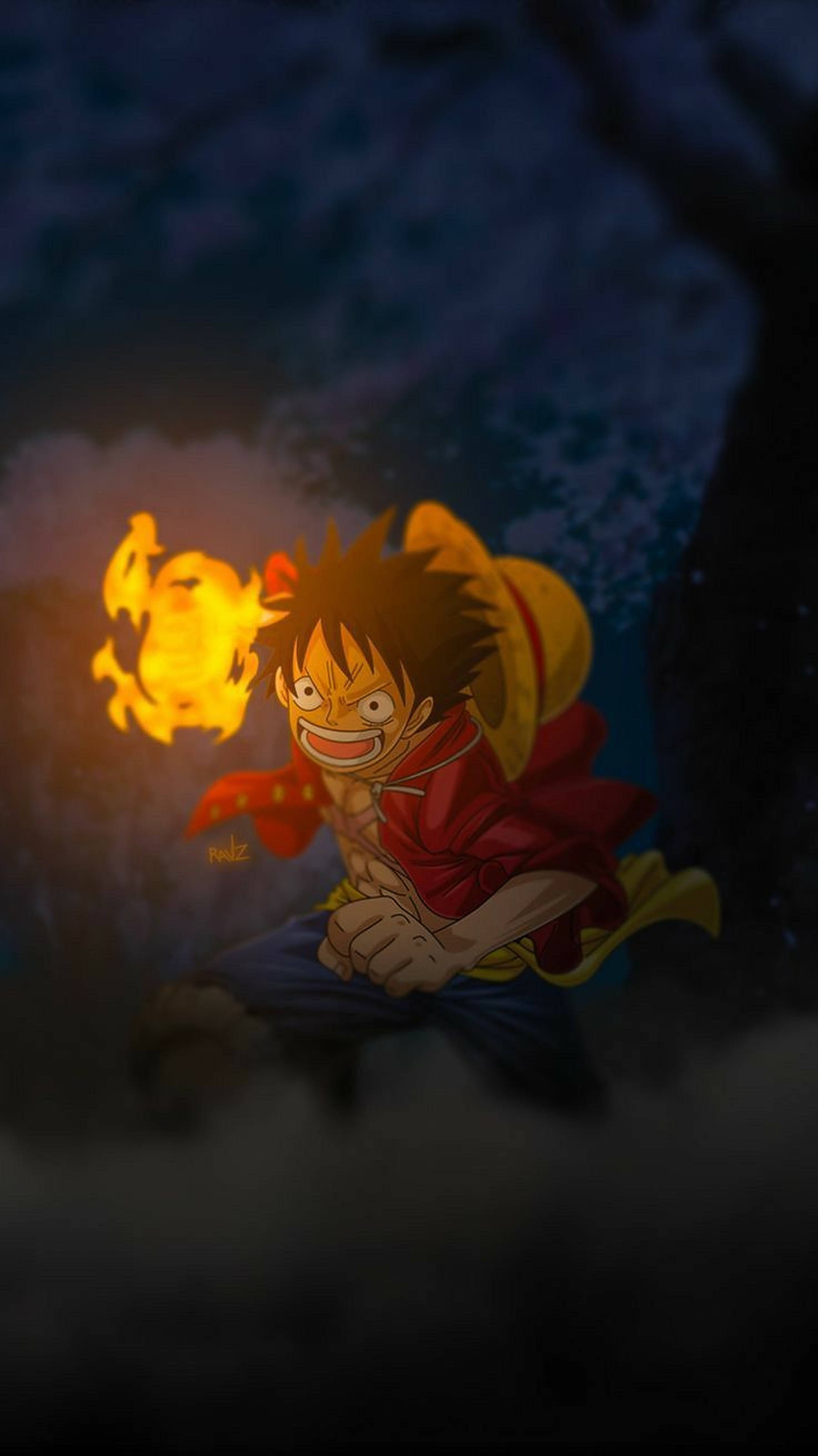 Луффі з вогнем One Piece для iPhone Шпалери