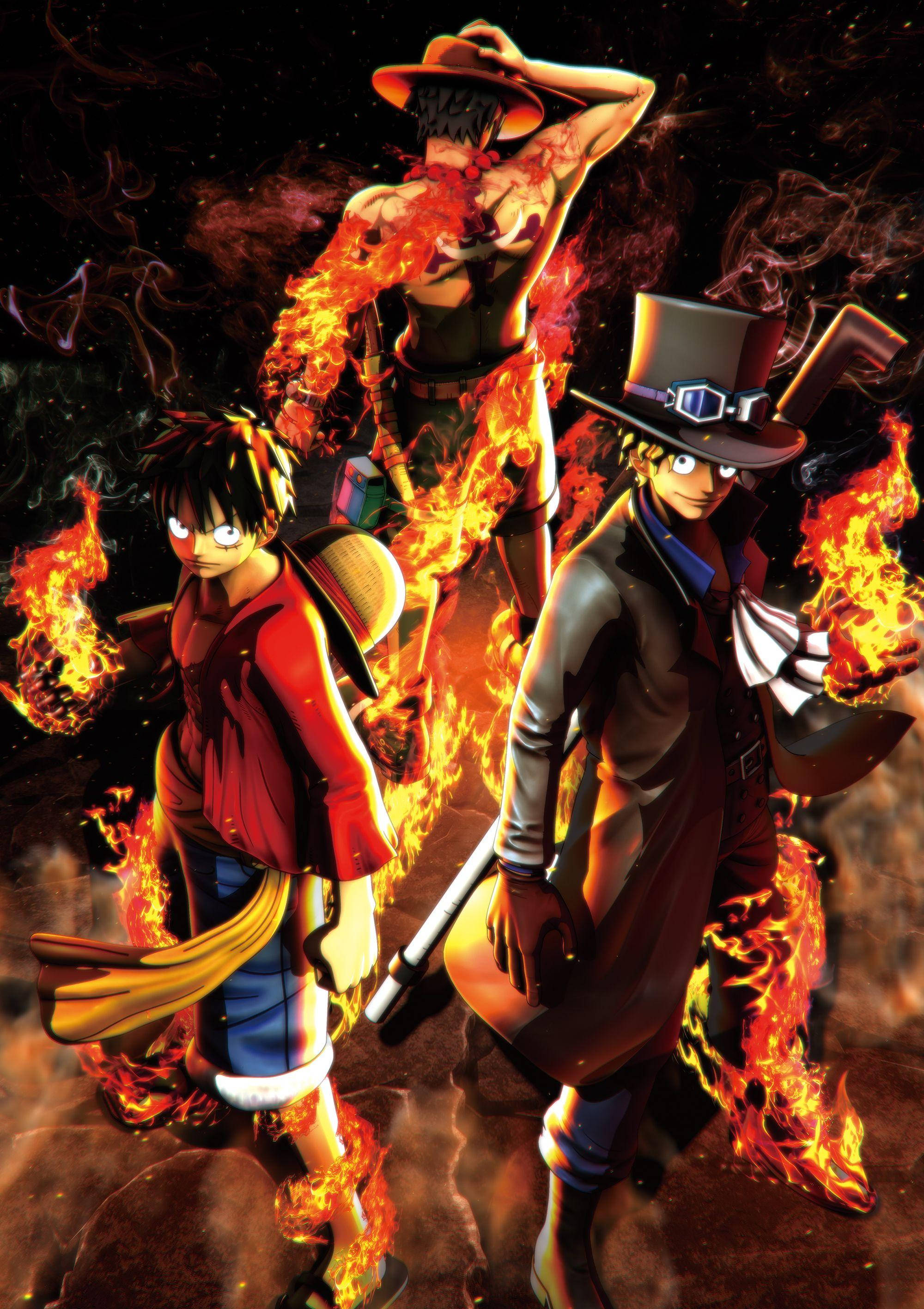 One Piece Live Луффі з Ейсом і Сабо Шпалери