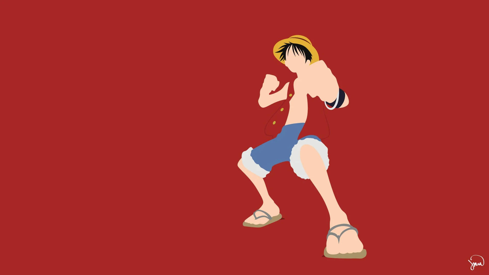 One Piece Red Мінімалістичний iPhone Шпалери