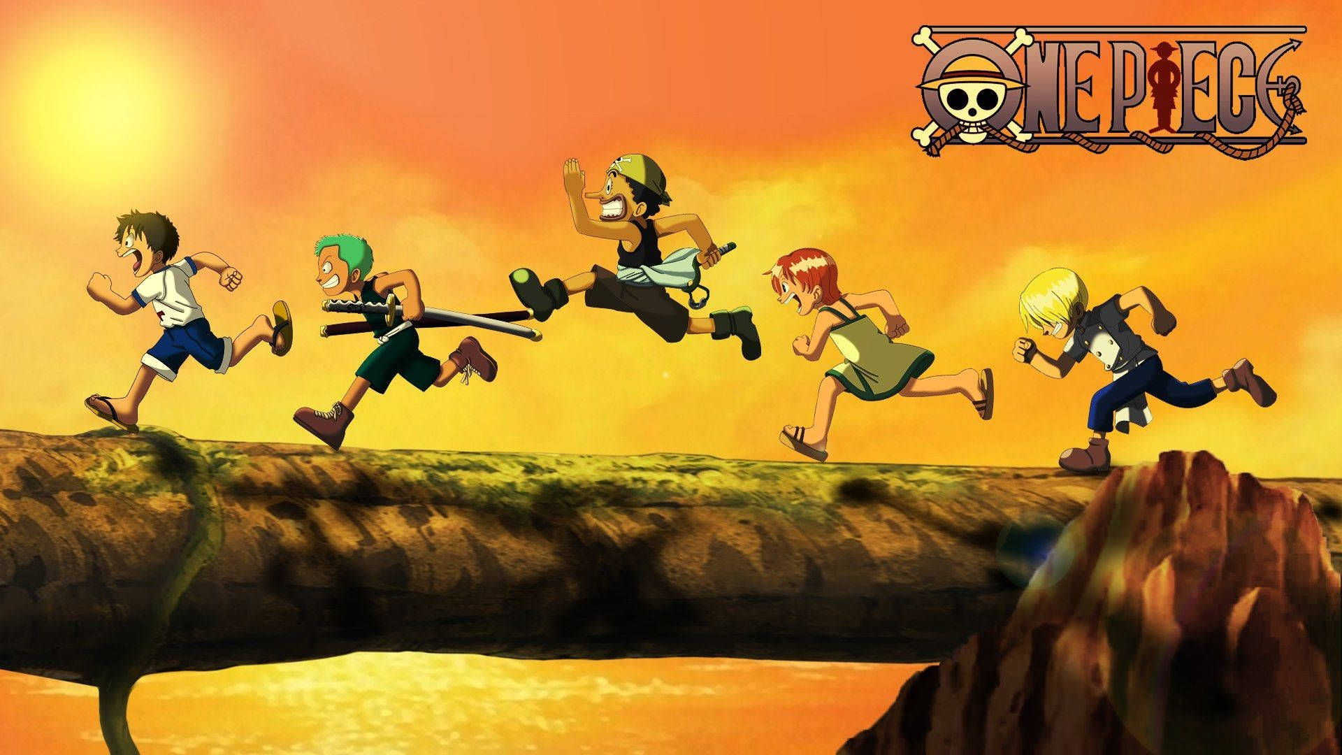 One Piece живі діти, які бігають один за одним Шпалери