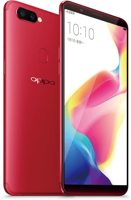 Червоний смартфон Oppo: дисплей і задняя панель Шпалери