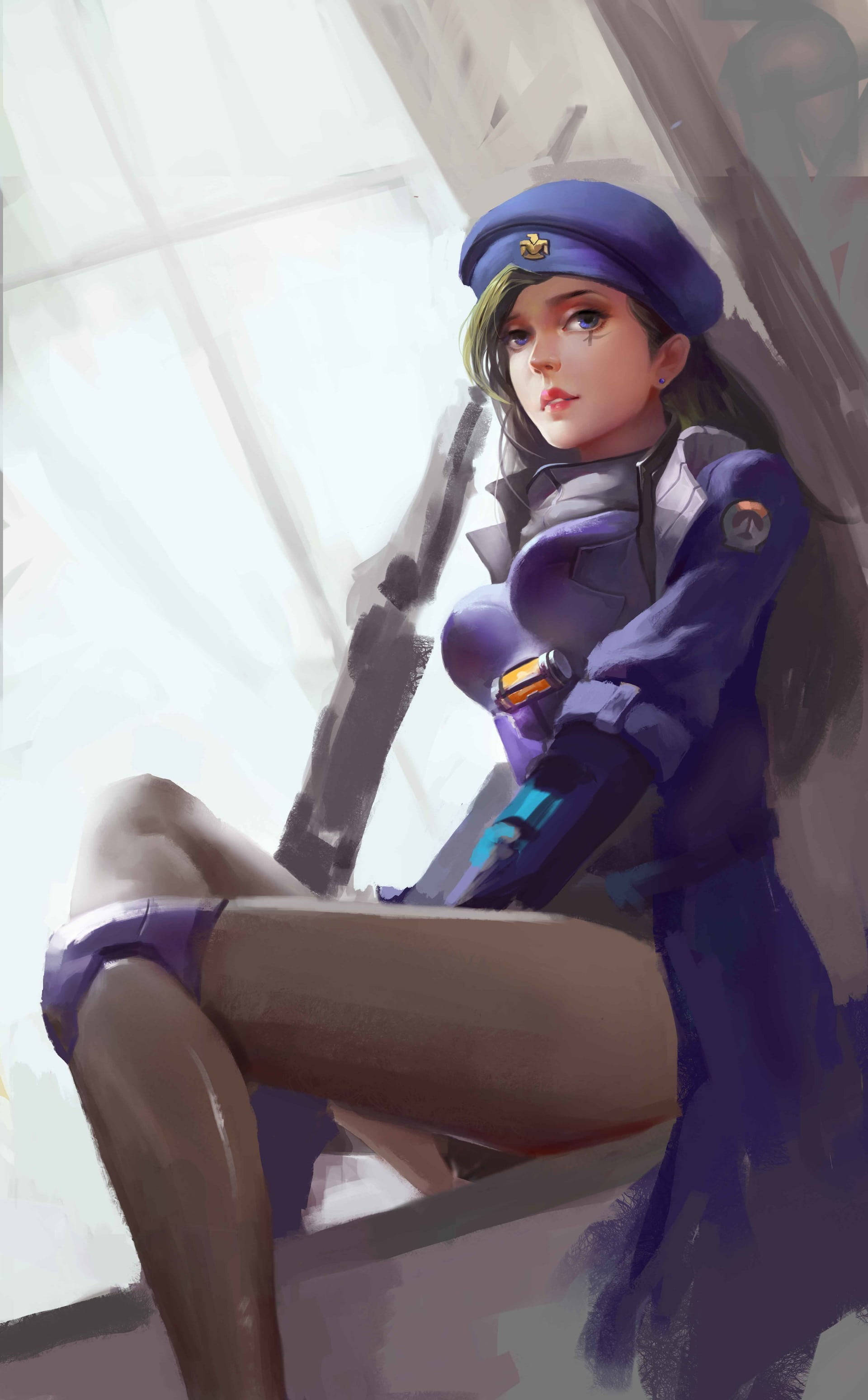 Overwatch телефон Ана оружие живопись Шпалери