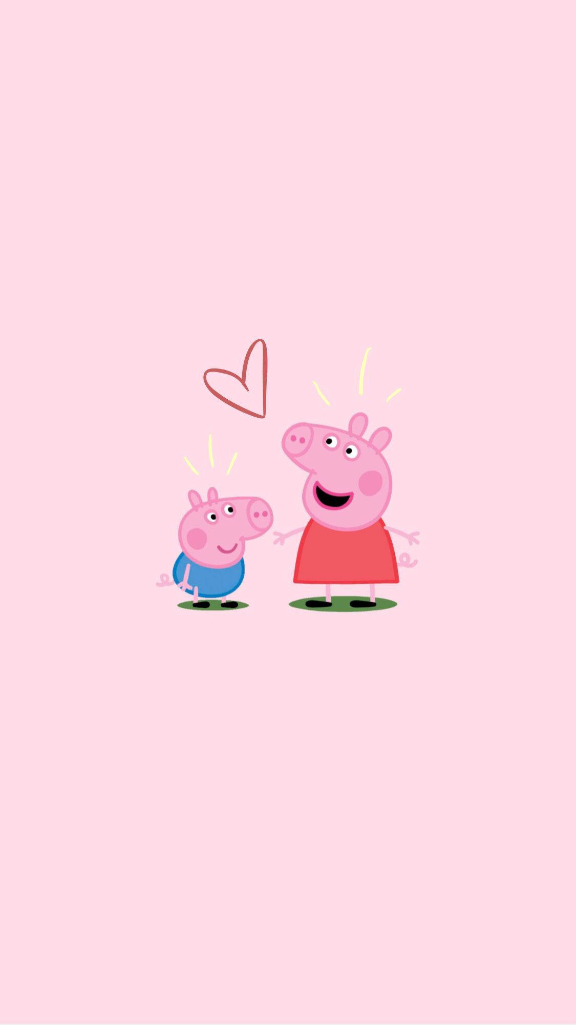 Peppa Pig iPhone з Джорджем та серцем Шпалери