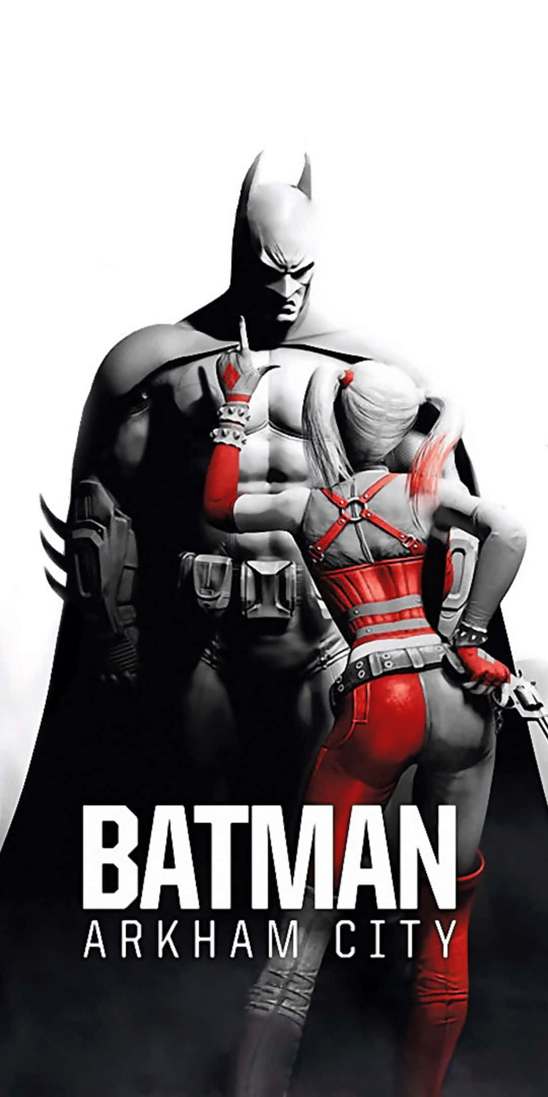 Pixel 3 Batman Arkham City чорно-білий фон з червоним акцентом Шпалери