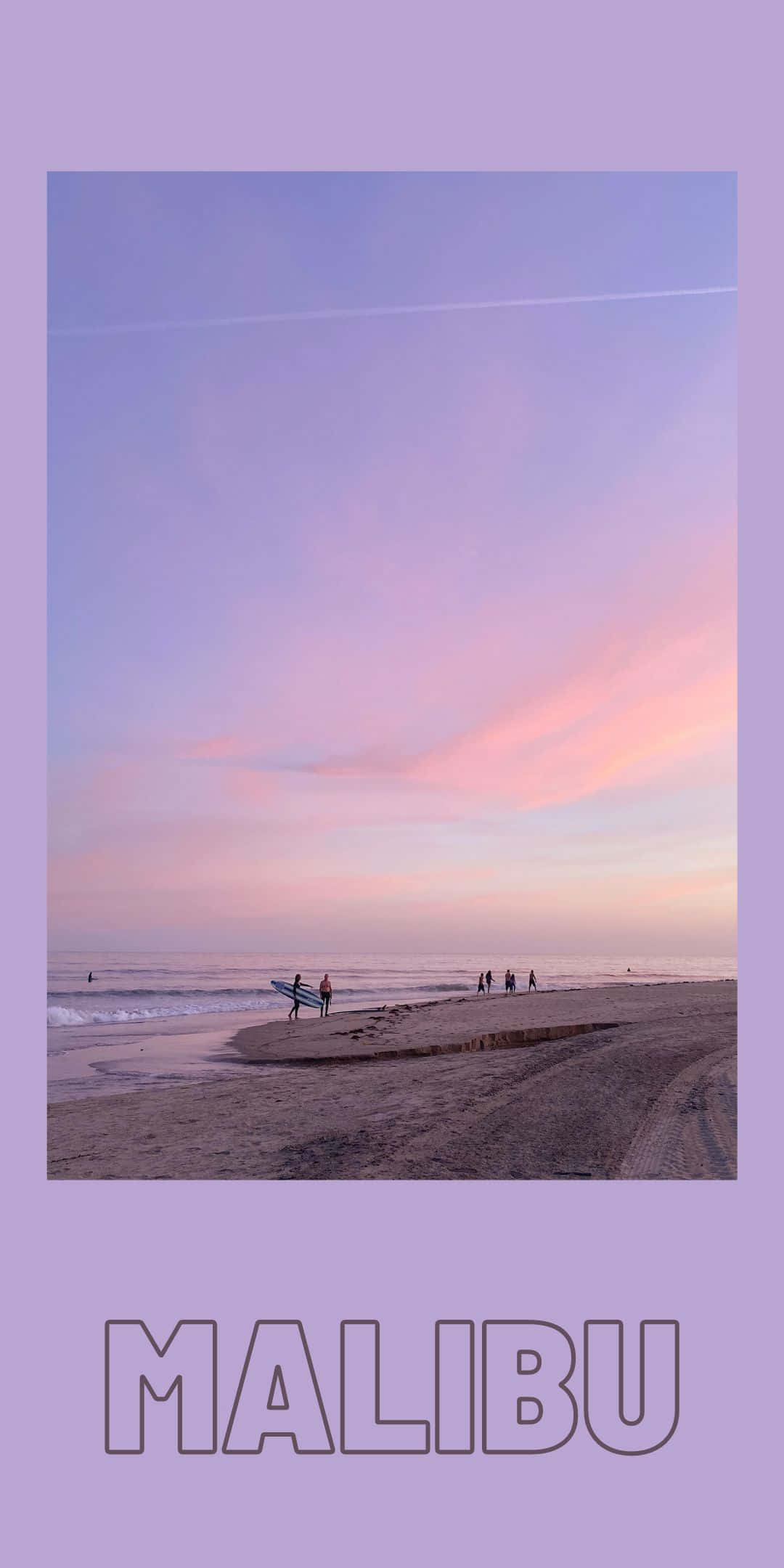 Фон Pixel 3 Malibu с фото пляжа на лавандовом фоне Шпалери