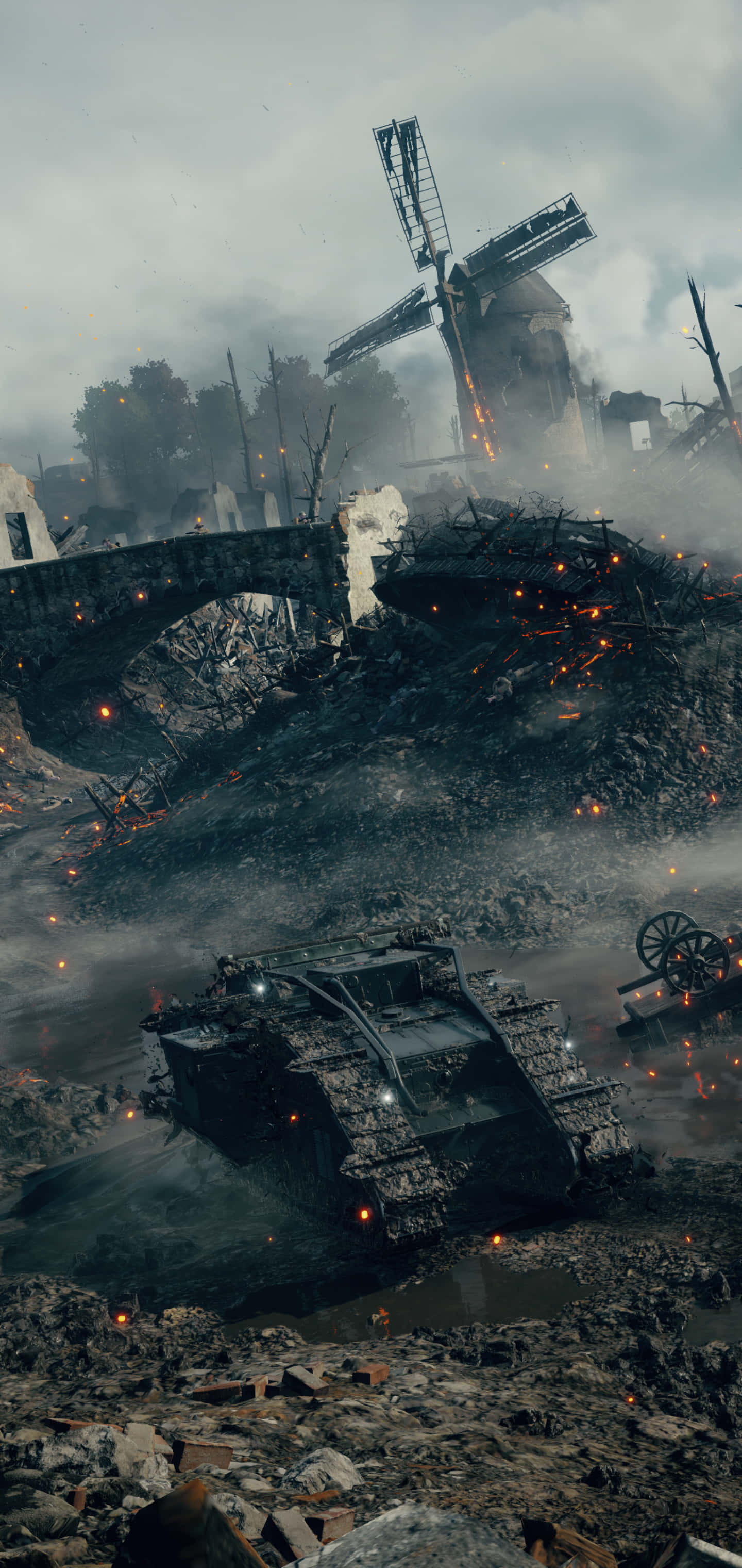 Пиксель 3xl Battlefield 1 Фон Танк в Дыму Шпалери