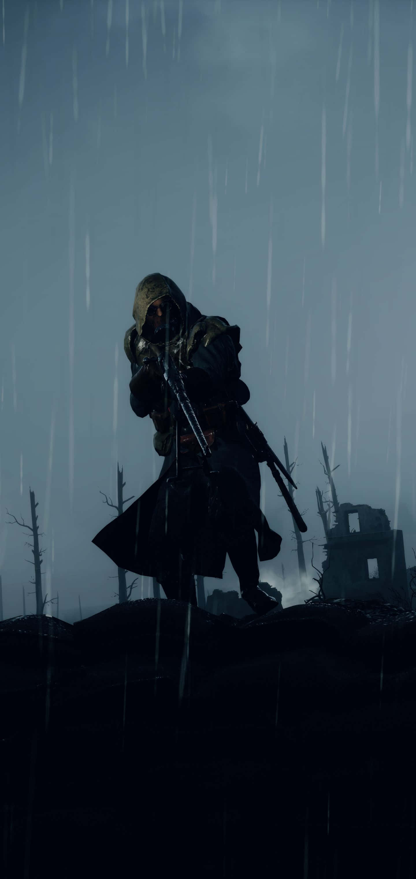 Пиксель 3xl Battlefield 1 Фон Солдат в Капюшоне под Дождем Шпалери