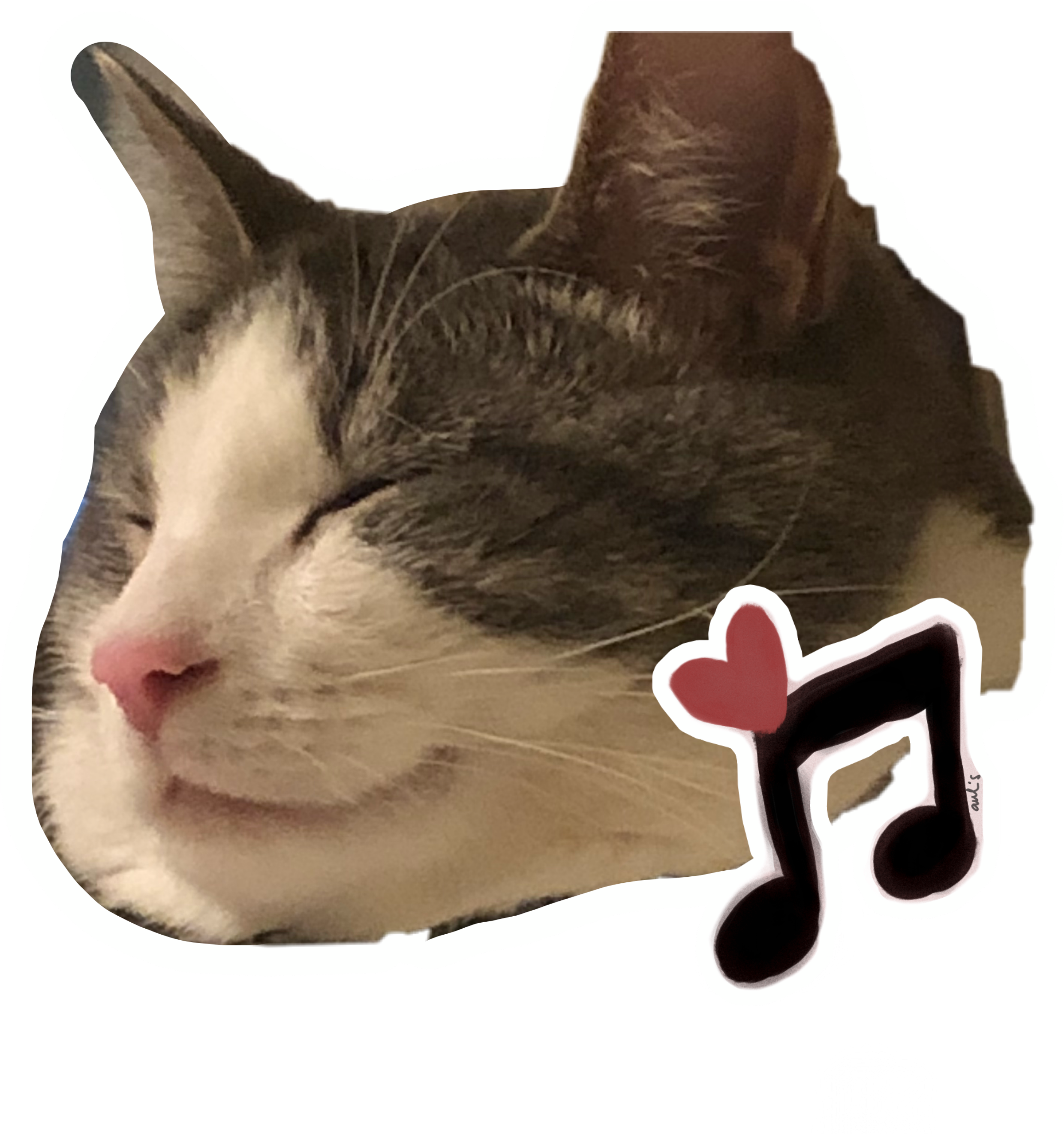 Задоволенний кот музика любовь стикер.PNG Шпалери