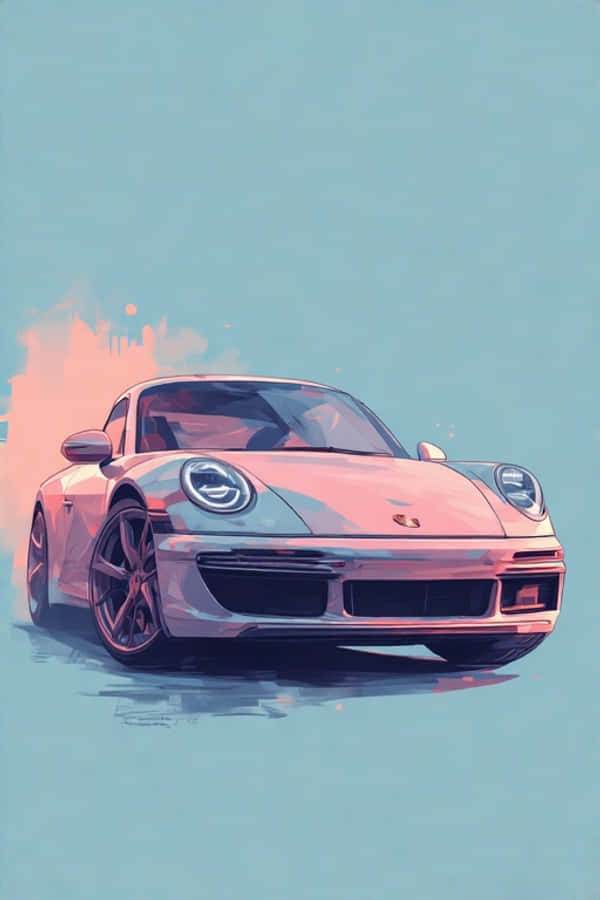 Мінімалістичний пастельний портрет Porsche 911 Елегантний 4K Портрет Шпалери
