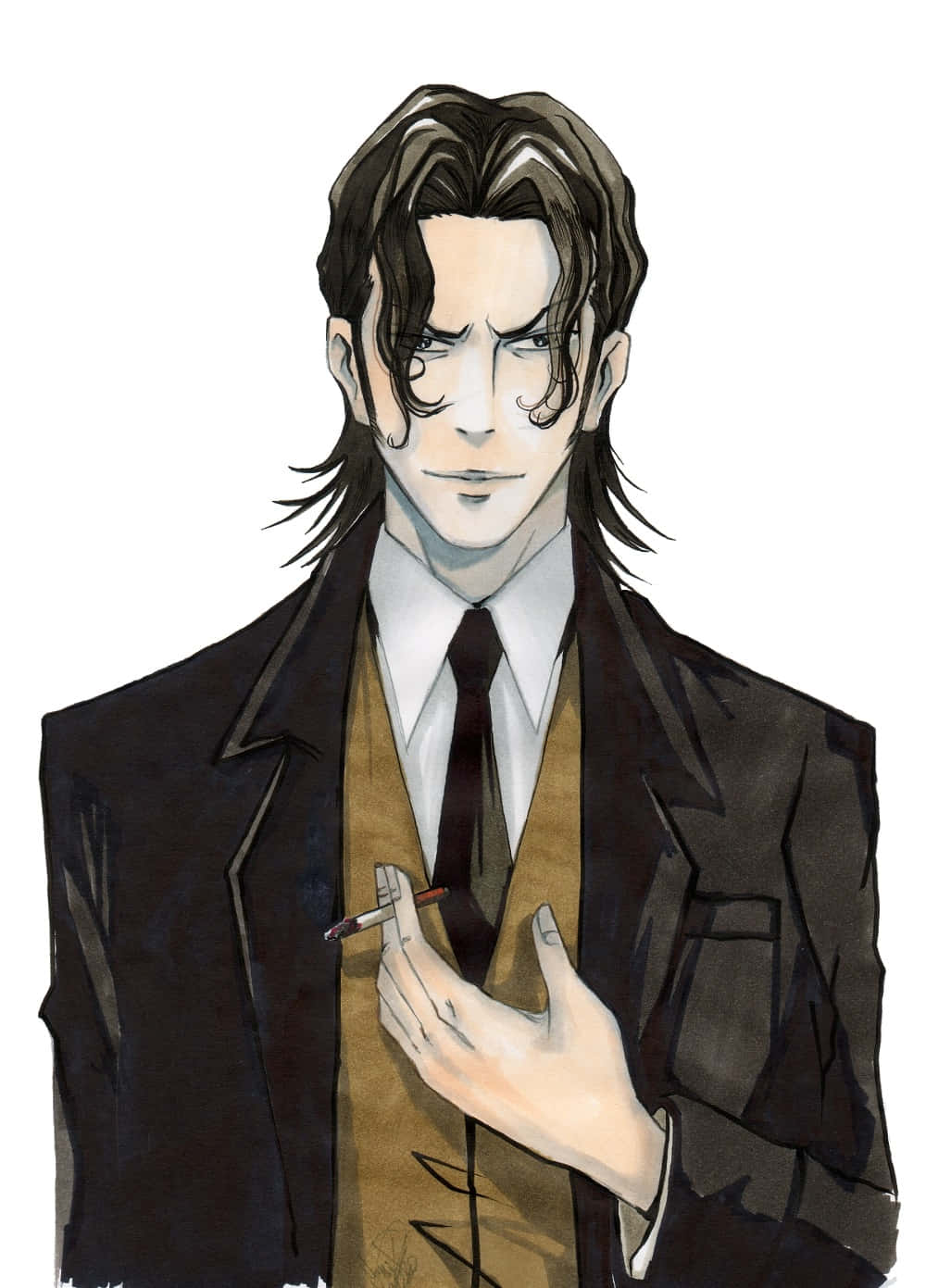 Сакуя Тогане, загадочный персонаж из Psycho-Pass, принимает серьезную позу. Шпалери