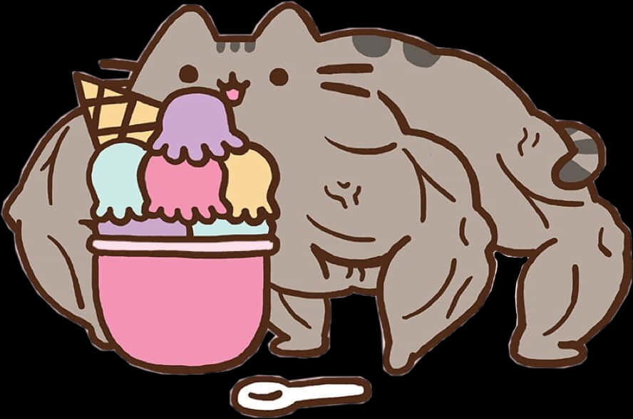 Pusheen з мороженым Шпалери
