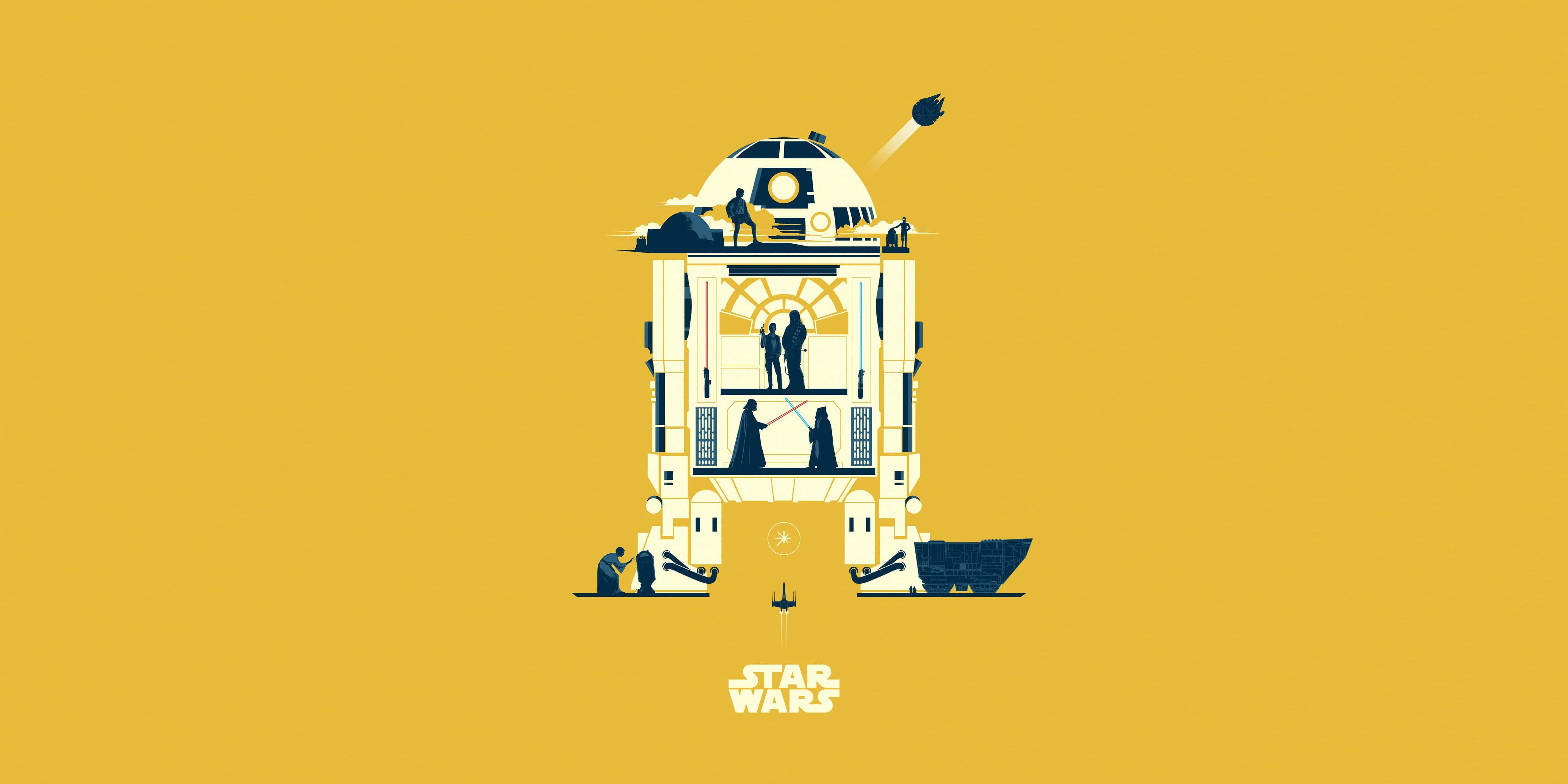 Желтий R2-D2 для iPad Шпалери