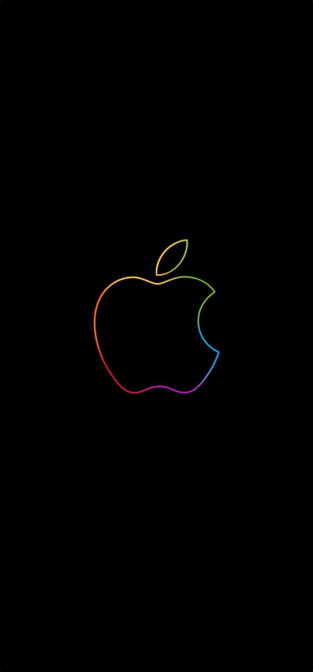 Radiant Apple Rainbow Logo on Sleek iPhone Background Шпалери