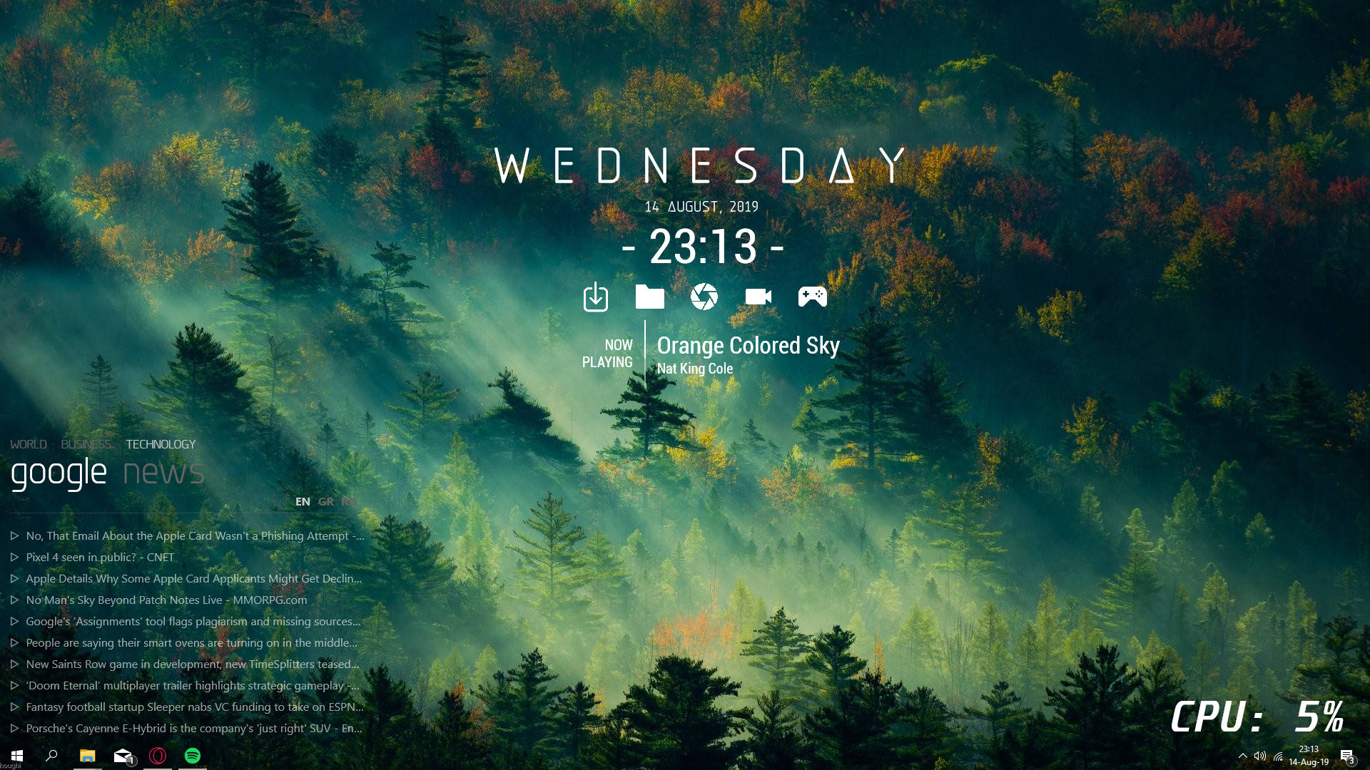 Скін Rainmeter із зображенням красивого лісу Шпалери