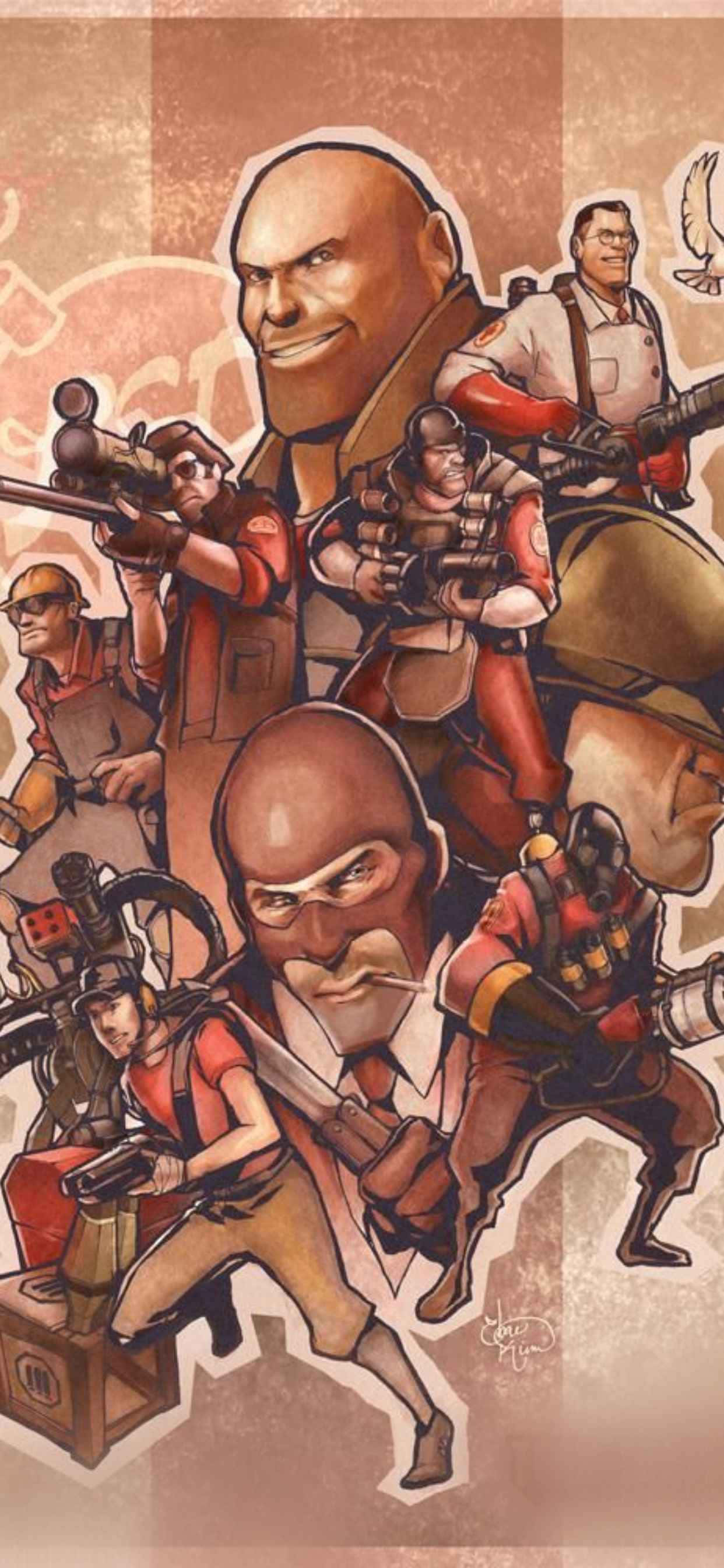 Поп-арт команда Red iPhone Xs Max Team Fortress 2 фон Шпалери