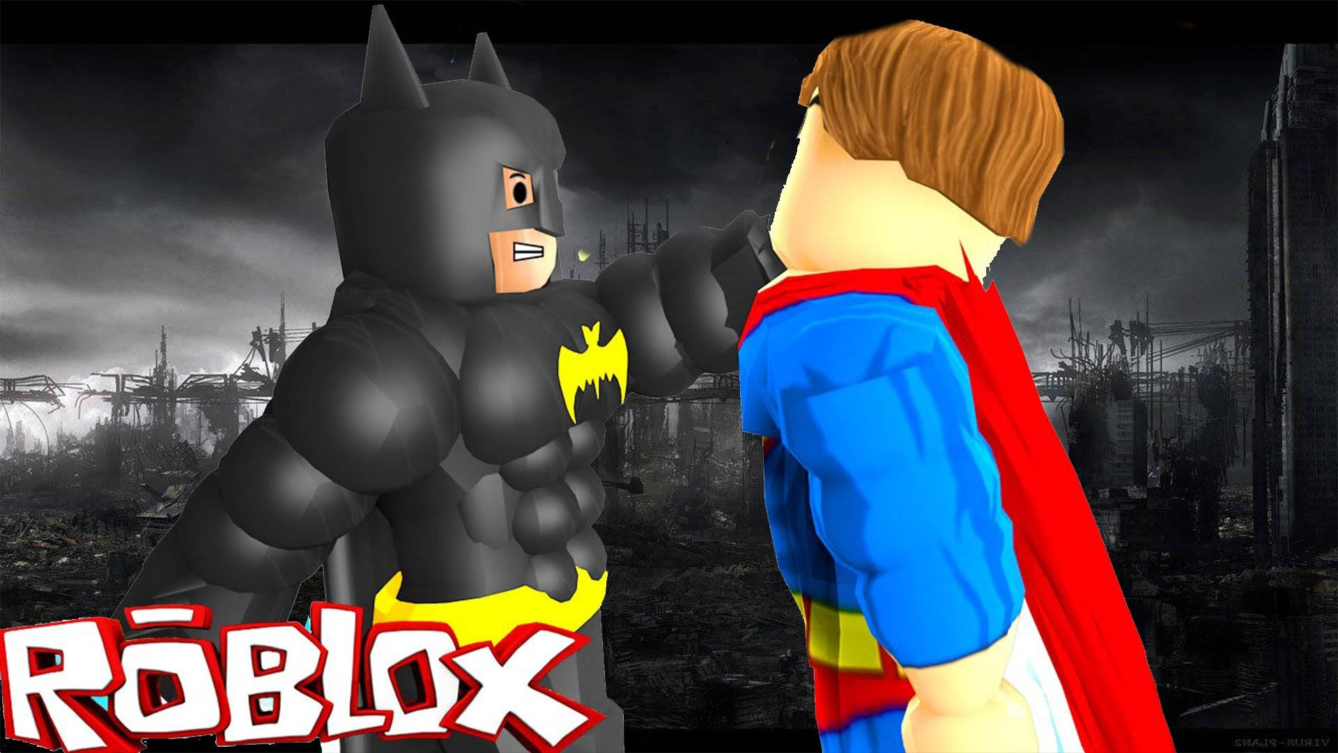 Бетмен і Супермен у світі Roblox Шпалери