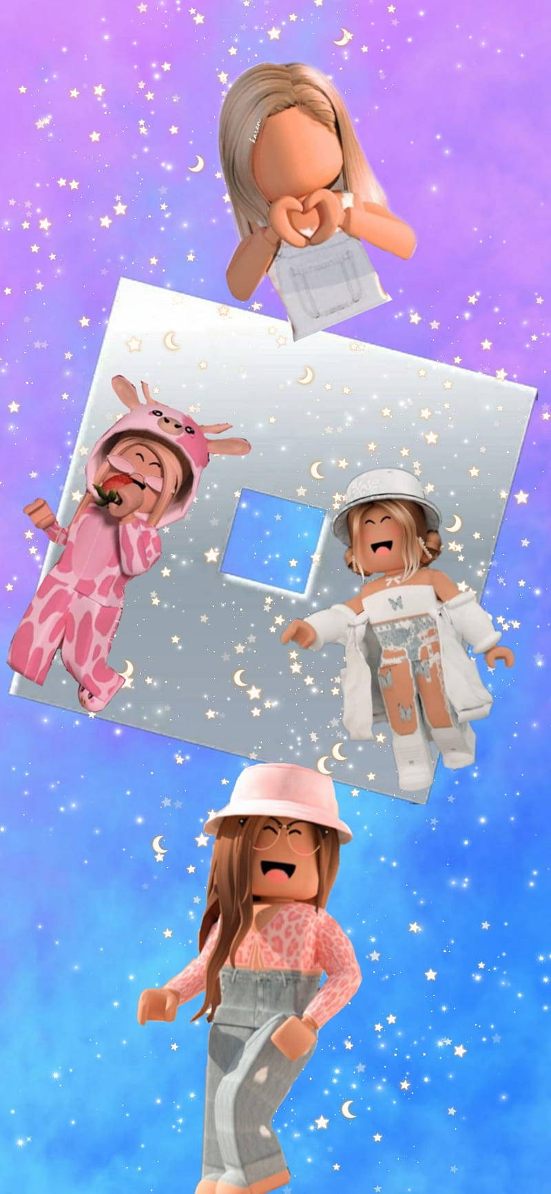 Естетична колаж дівчат з Roblox Шпалери