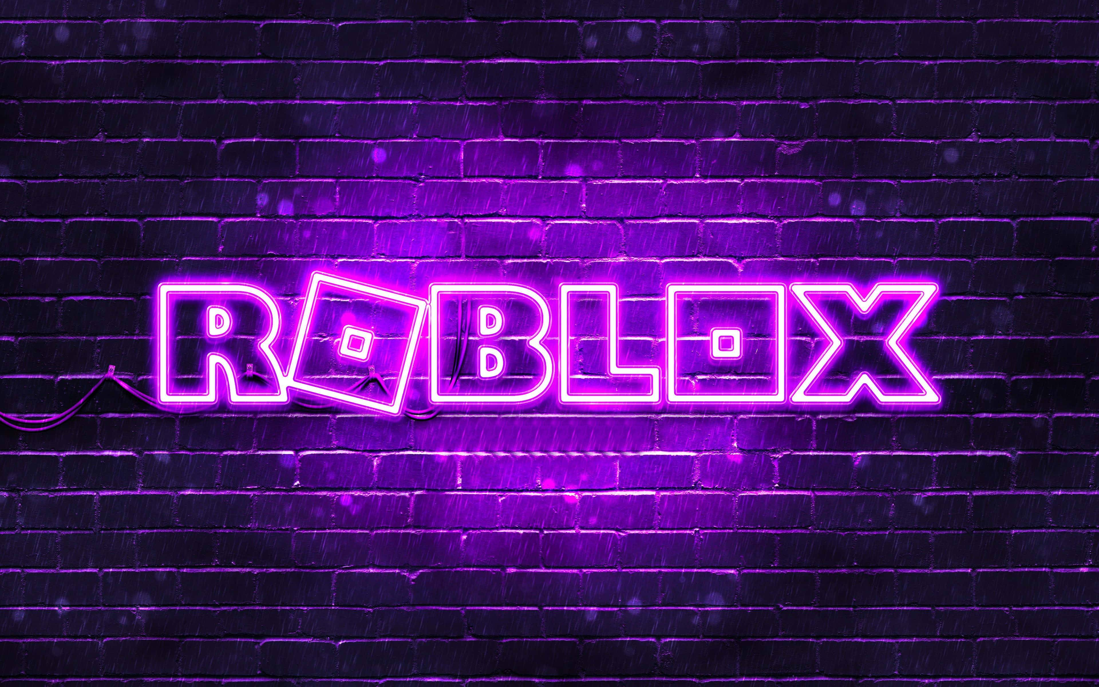 Фіолетовий неоновий логотип Roblox Шпалери