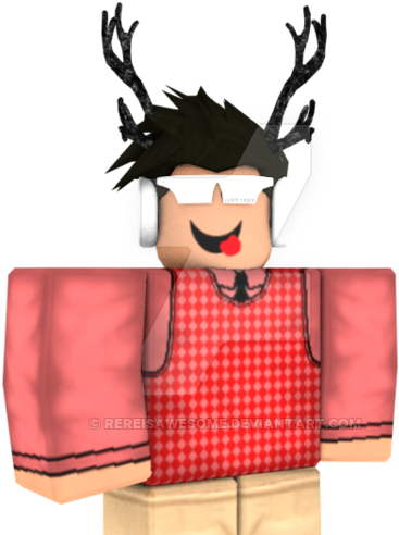 Персонаж Roblox в наушниках і с рогами Шпалери
