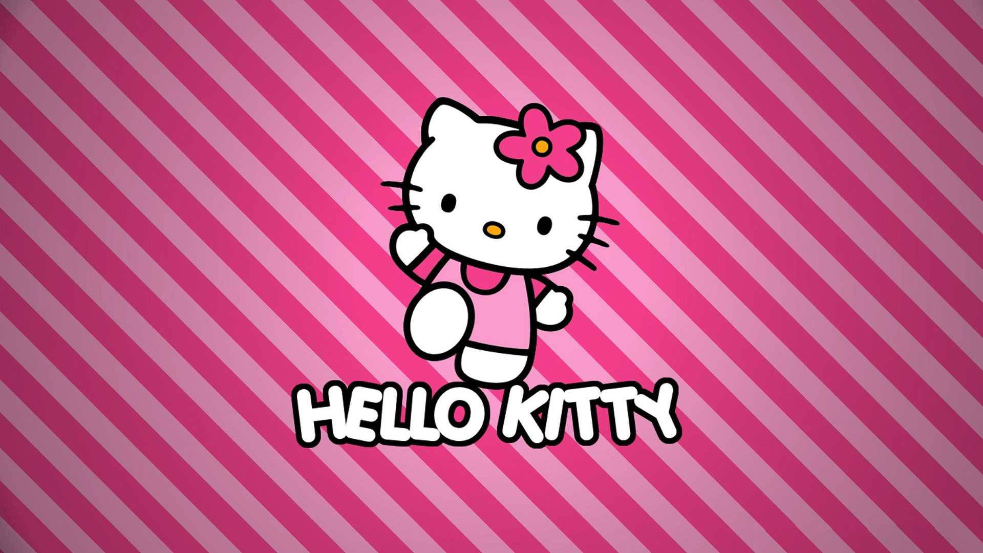 Шпалери для робочого столу Sanrio Hello Kitty у рожеву смужку Шпалери