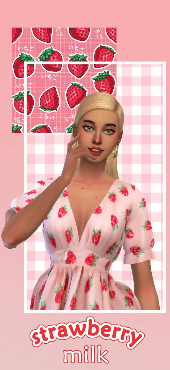 клубника в молоке от sassysims Шпалери