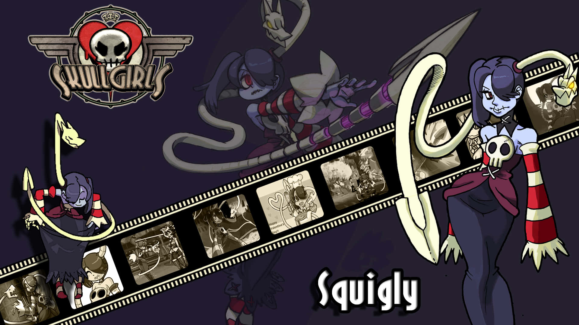 Сквіґлі з Skullgirls на плівці Шпалери