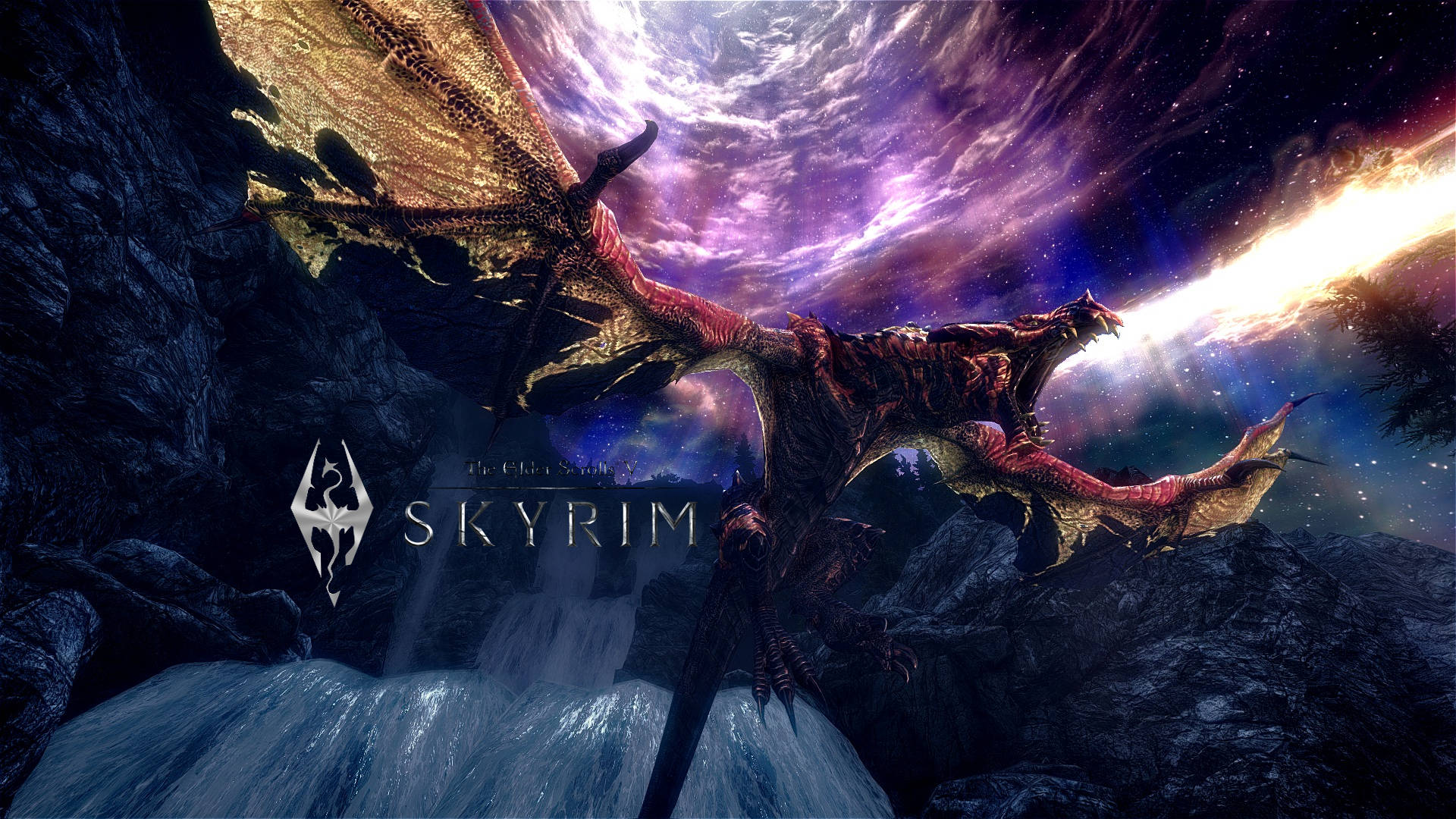 Skyrim 4K Дракон, що вивергає вогонь Шпалери