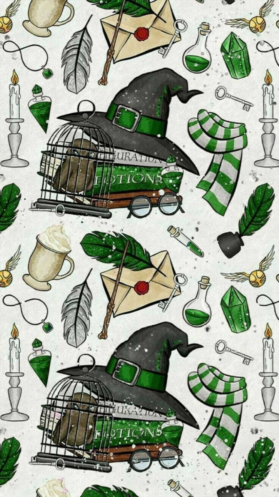 Вінтажні стікери колекції Slytherin для iPhone Шпалери
