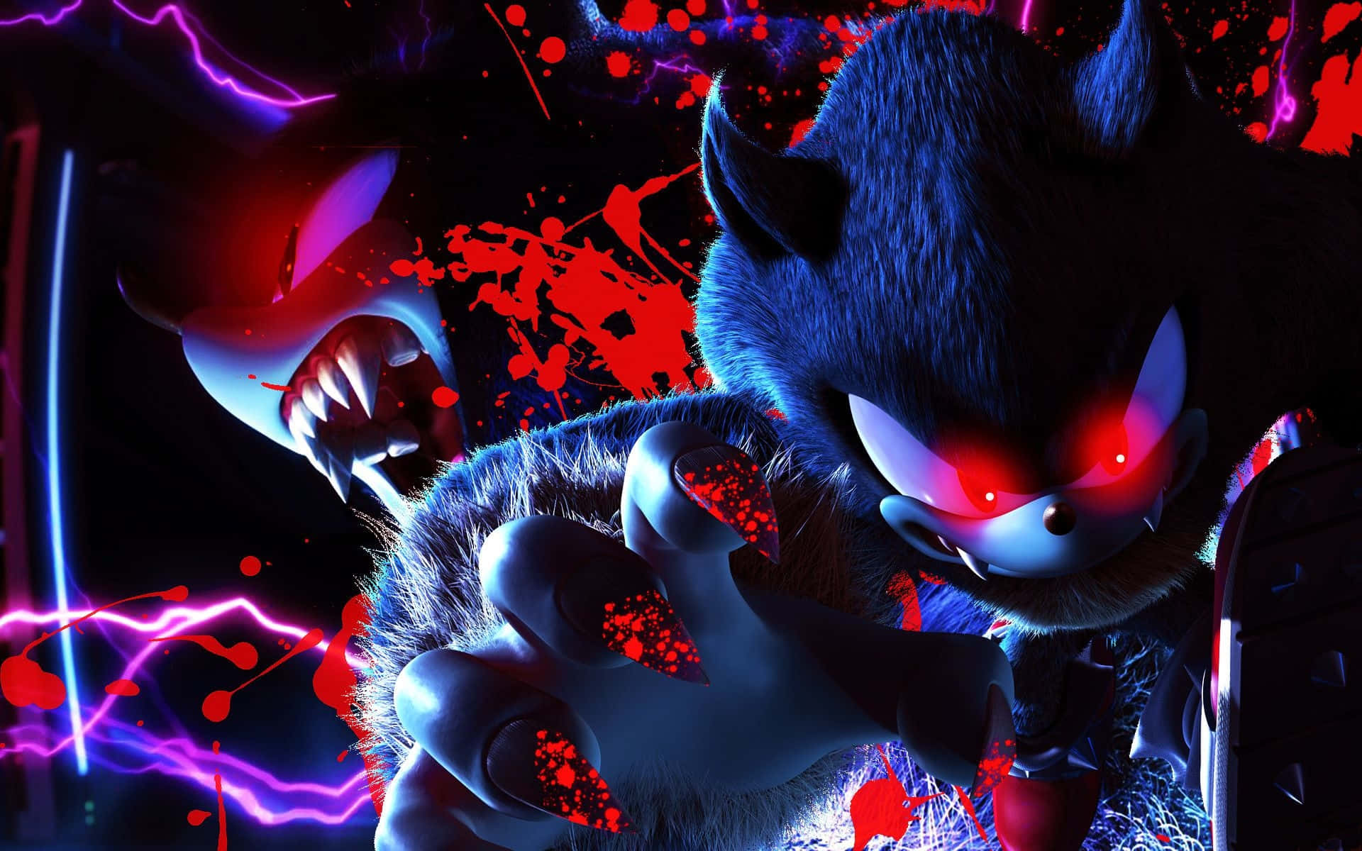 Фіолетово-червоне арт-зображення Sonic Exe Шпалери