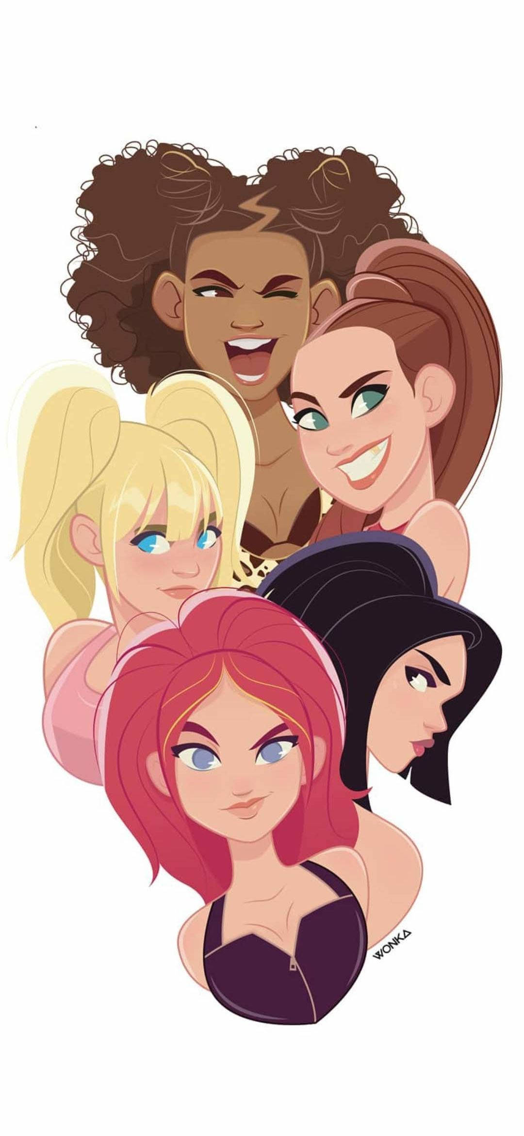Spice Girls Мультяшное Искусство Шпалери