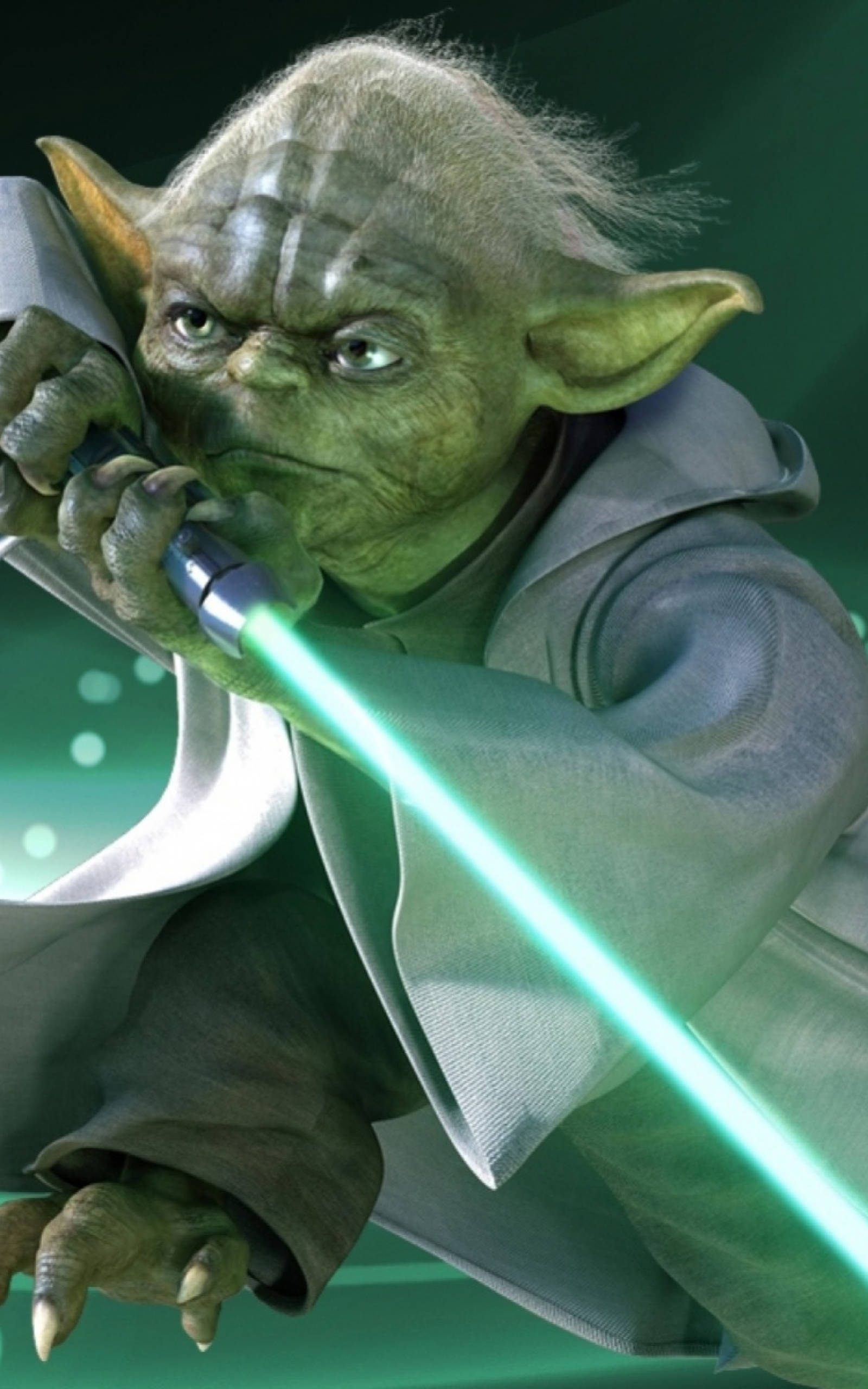 Йода со световым мечом Star Wars для планшета Шпалери