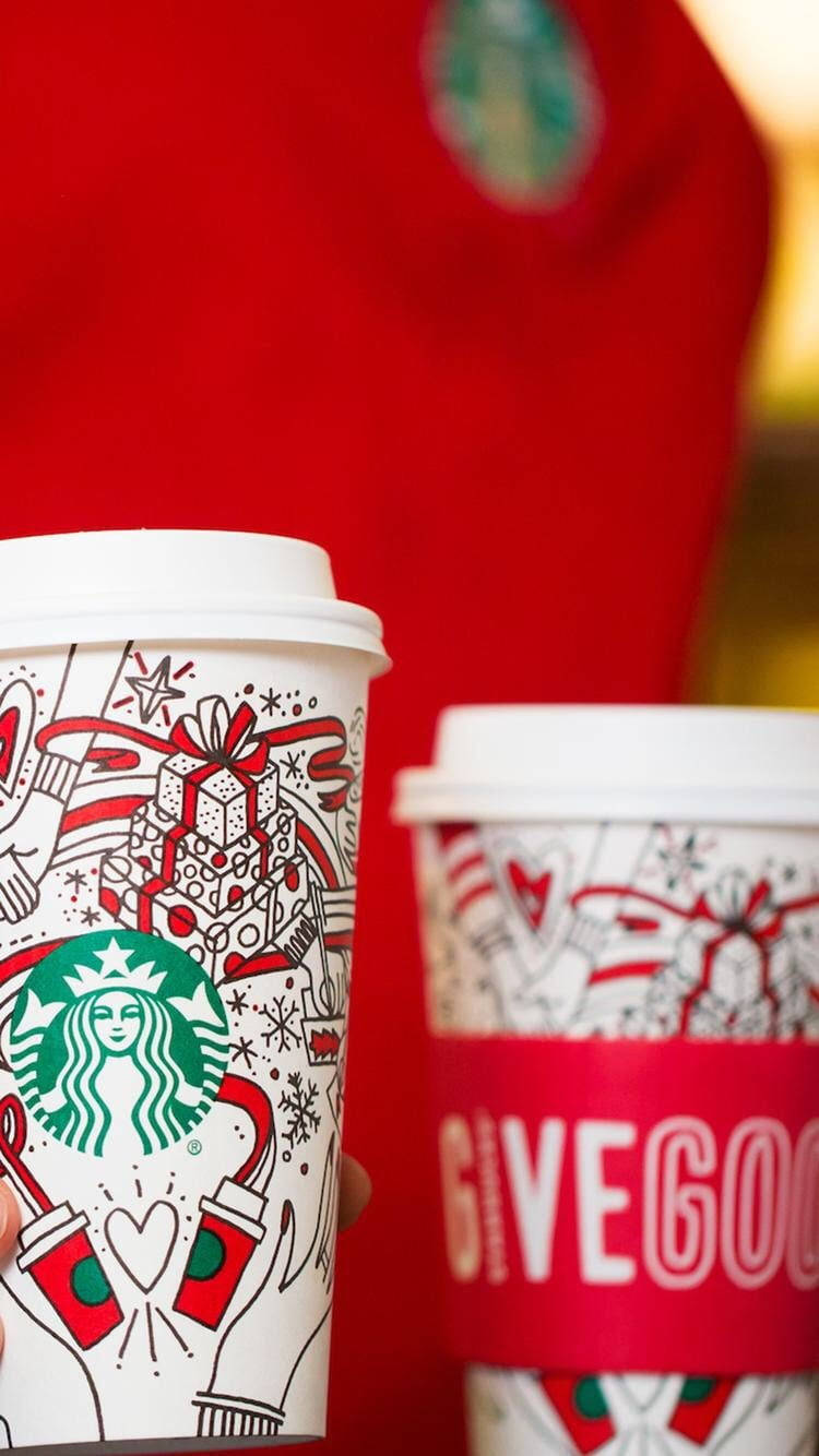 Милі стаканчики Starbucks у різдвяному стилі Шпалери