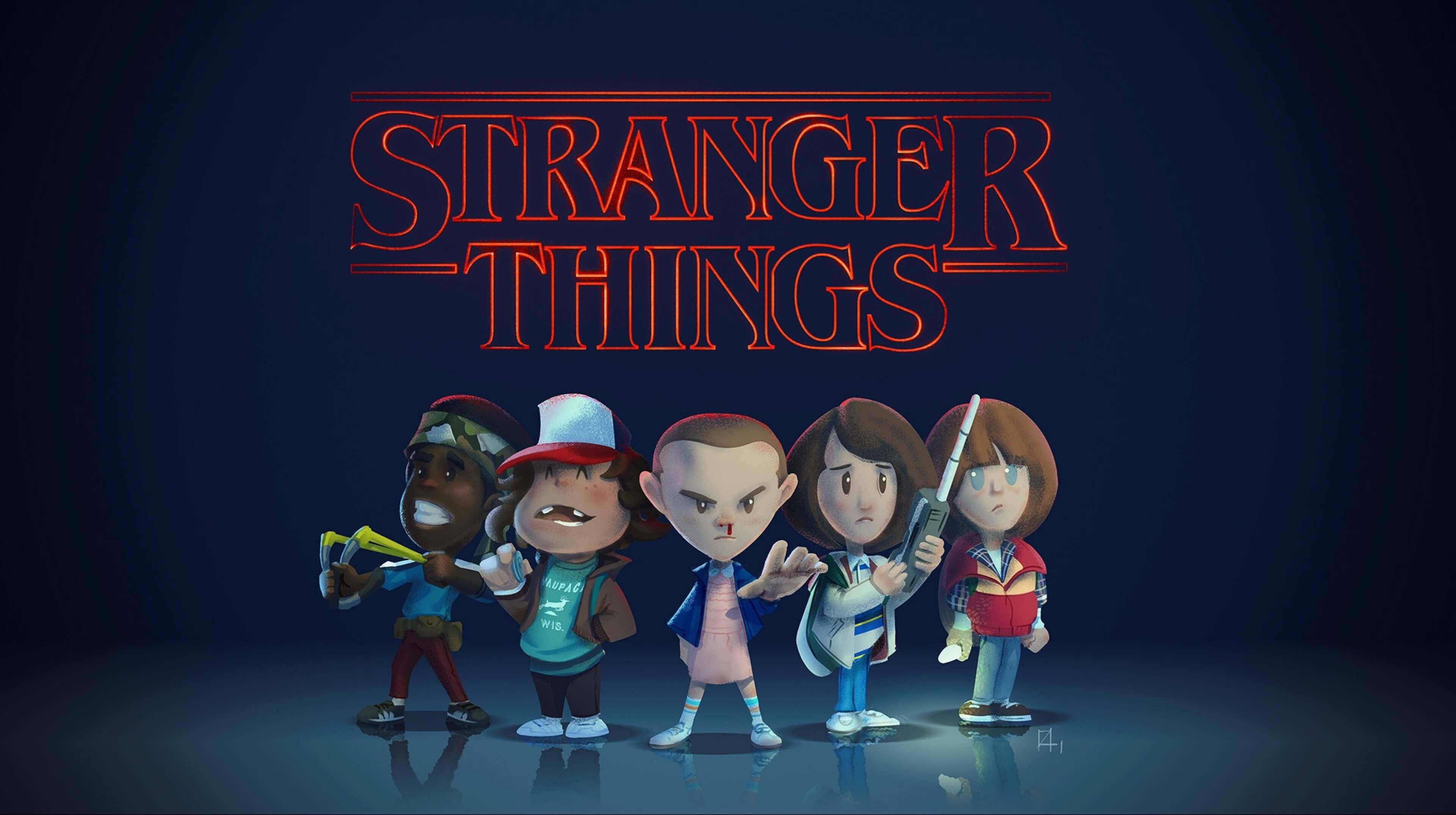 Stranger Things 4K Карикатура Шпалери