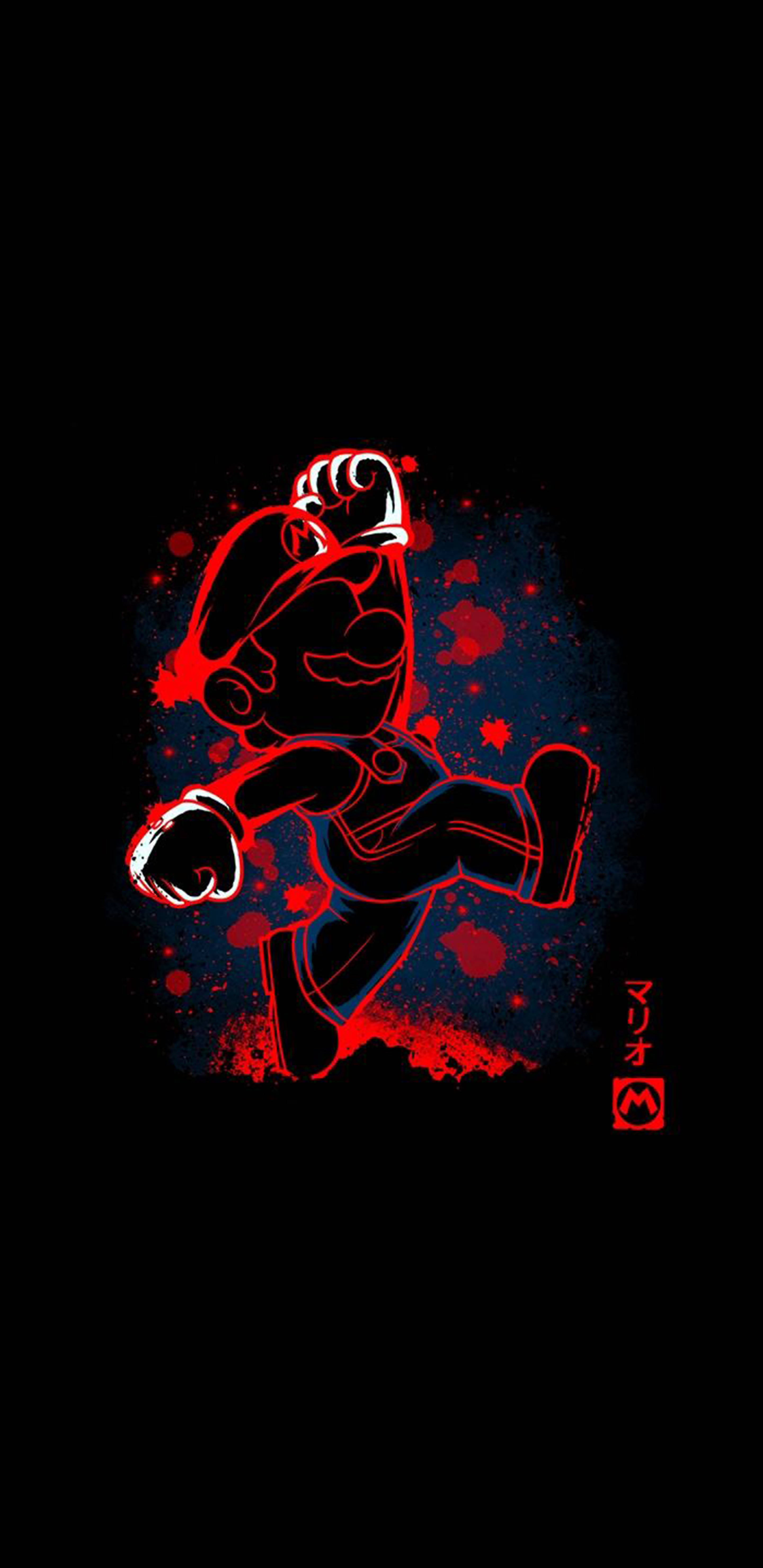 Super Mario в контуре AMOLED Шпалери