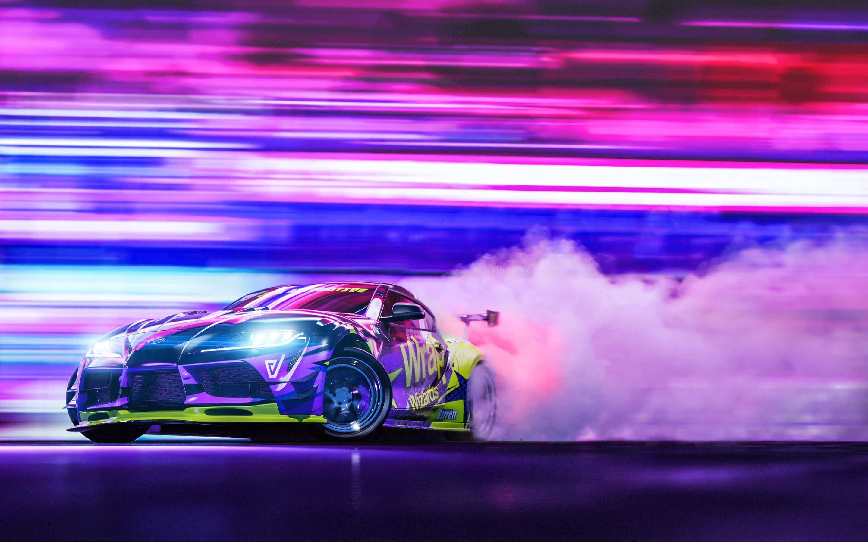 Supra Drift Неонова Фіолетова Розмитість Шпалери