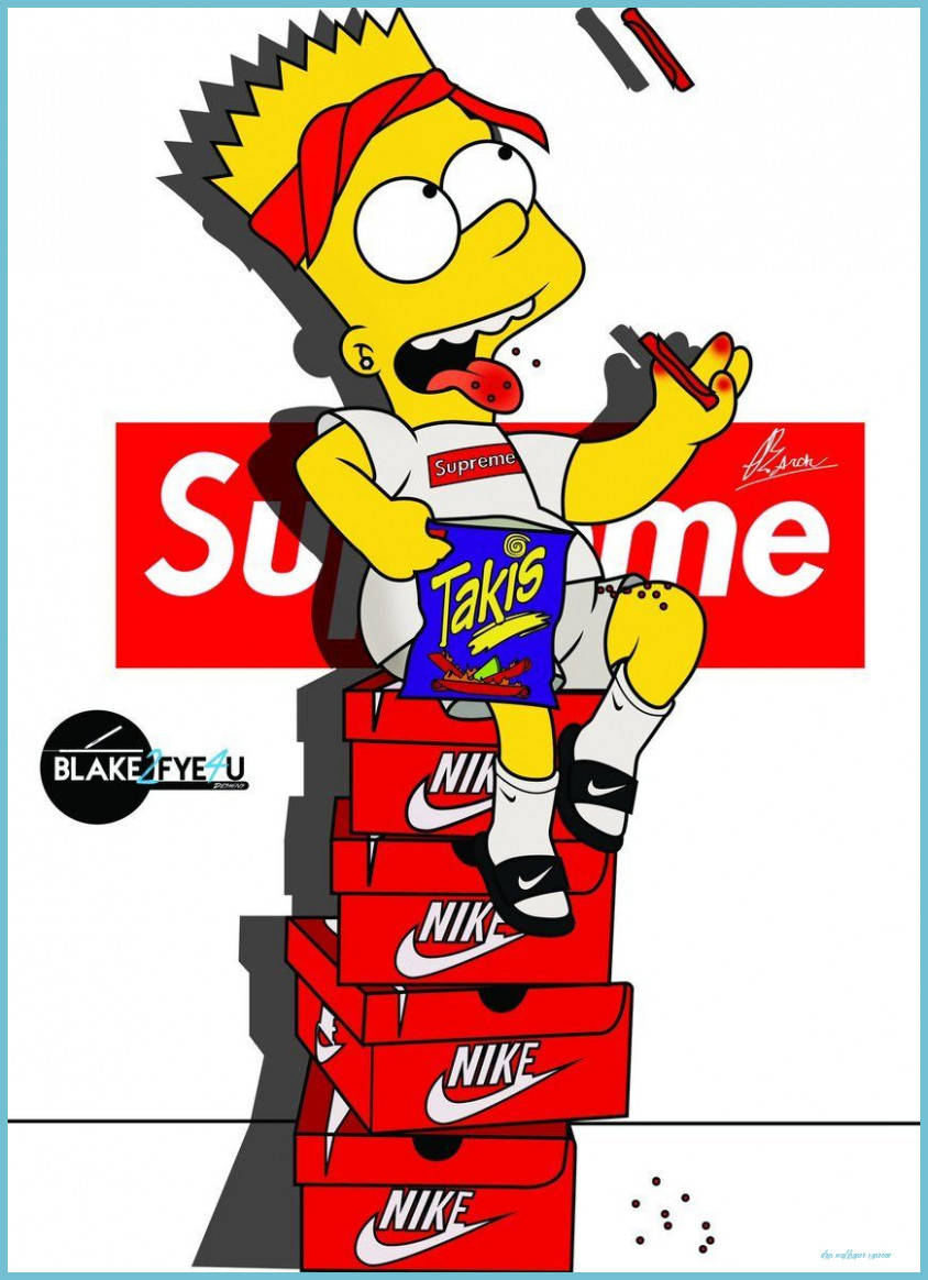 Стильний Барт Сімпсон у стилі Supreme Drip Art Шпалери