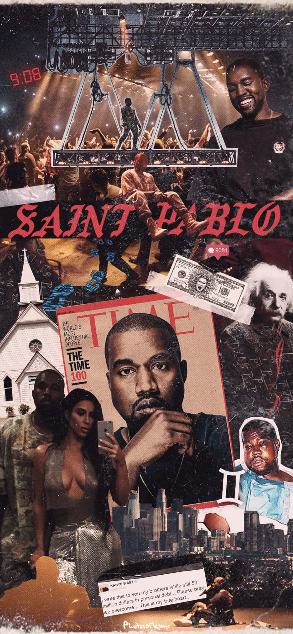 Канье Уэст на прослушивании альбома The Life of Pablo Шпалери