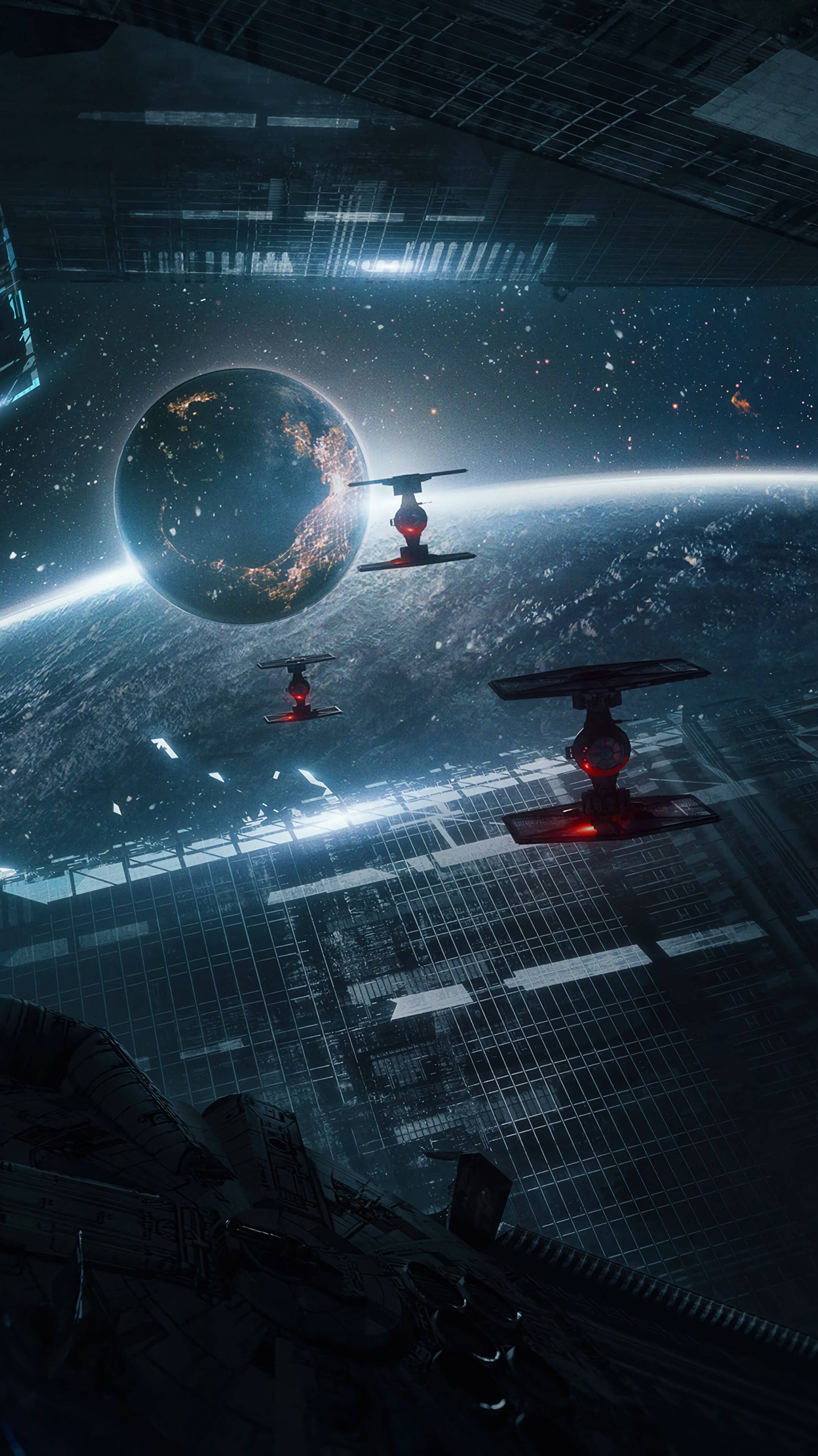 Космос із винищувачами TIE 4K для телефону Шпалери