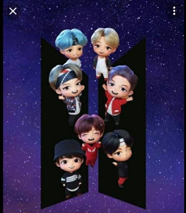 TinyTan BTS яскраво сяє на зоряному синьому тлі Шпалери