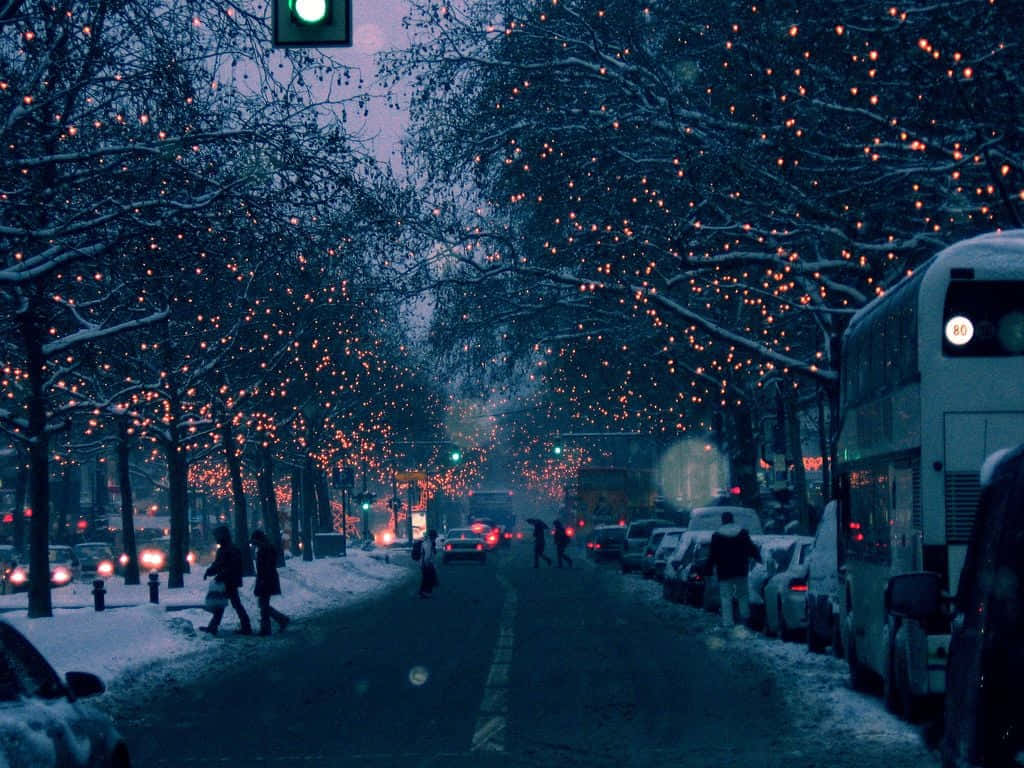 Затишна зимова вулиця Tumblr Шпалери