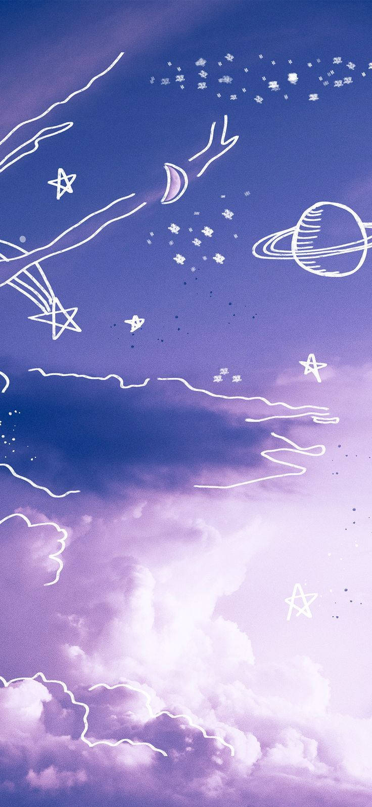 Хмари та планети пастельно-фіолетовий Tumblr Шпалери