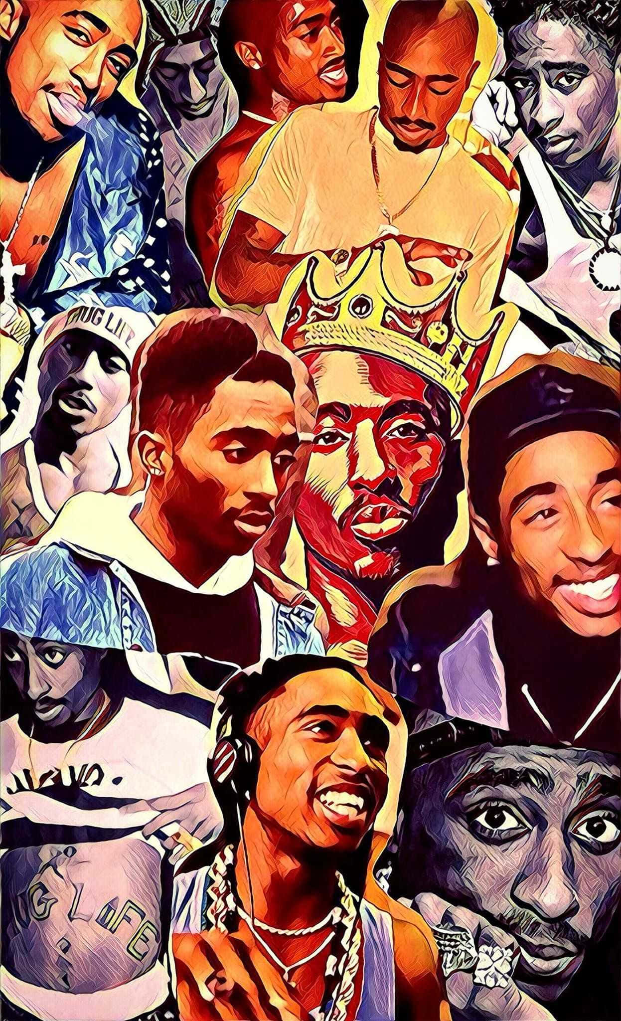 Кольорний коллаж Tupac iPhone Шпалери