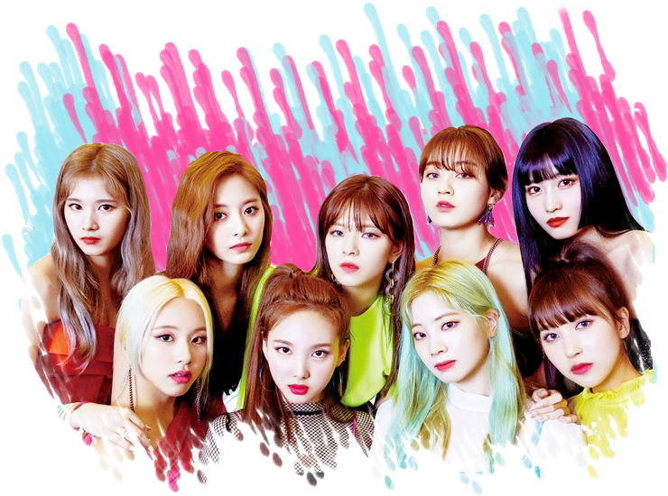 Учасниці Twice на кольоровому тлі Шпалери