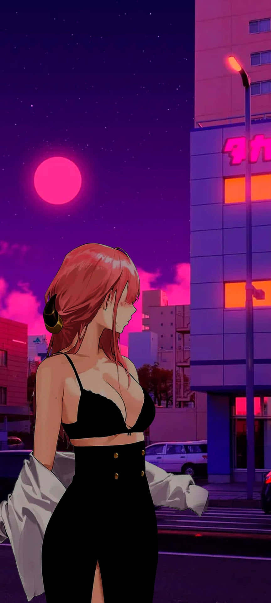 Аниме-здание в стиле Vaporwave Шпалери