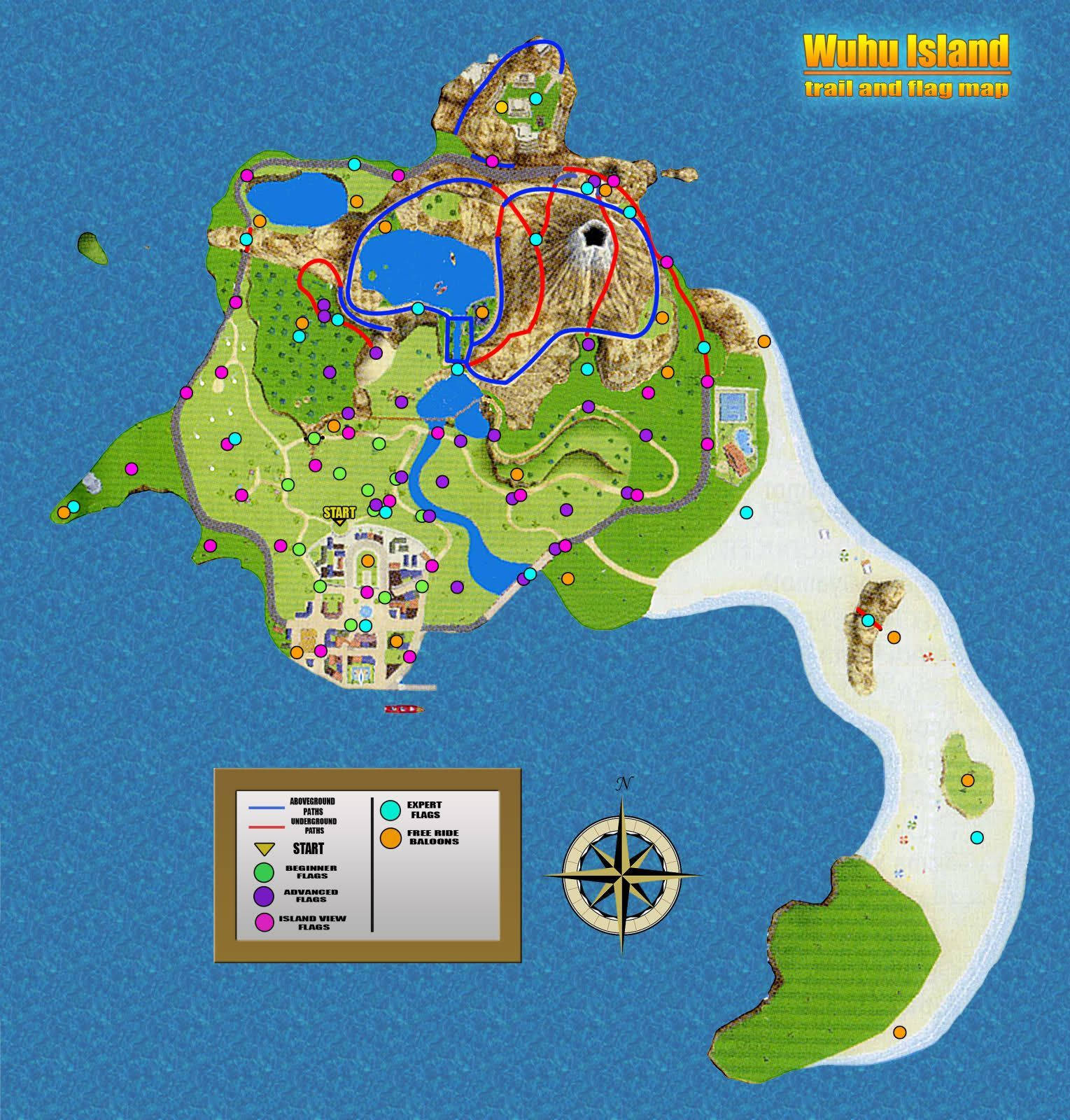Ігрова карта острова Вуху з Wii Sports Resort Шпалери